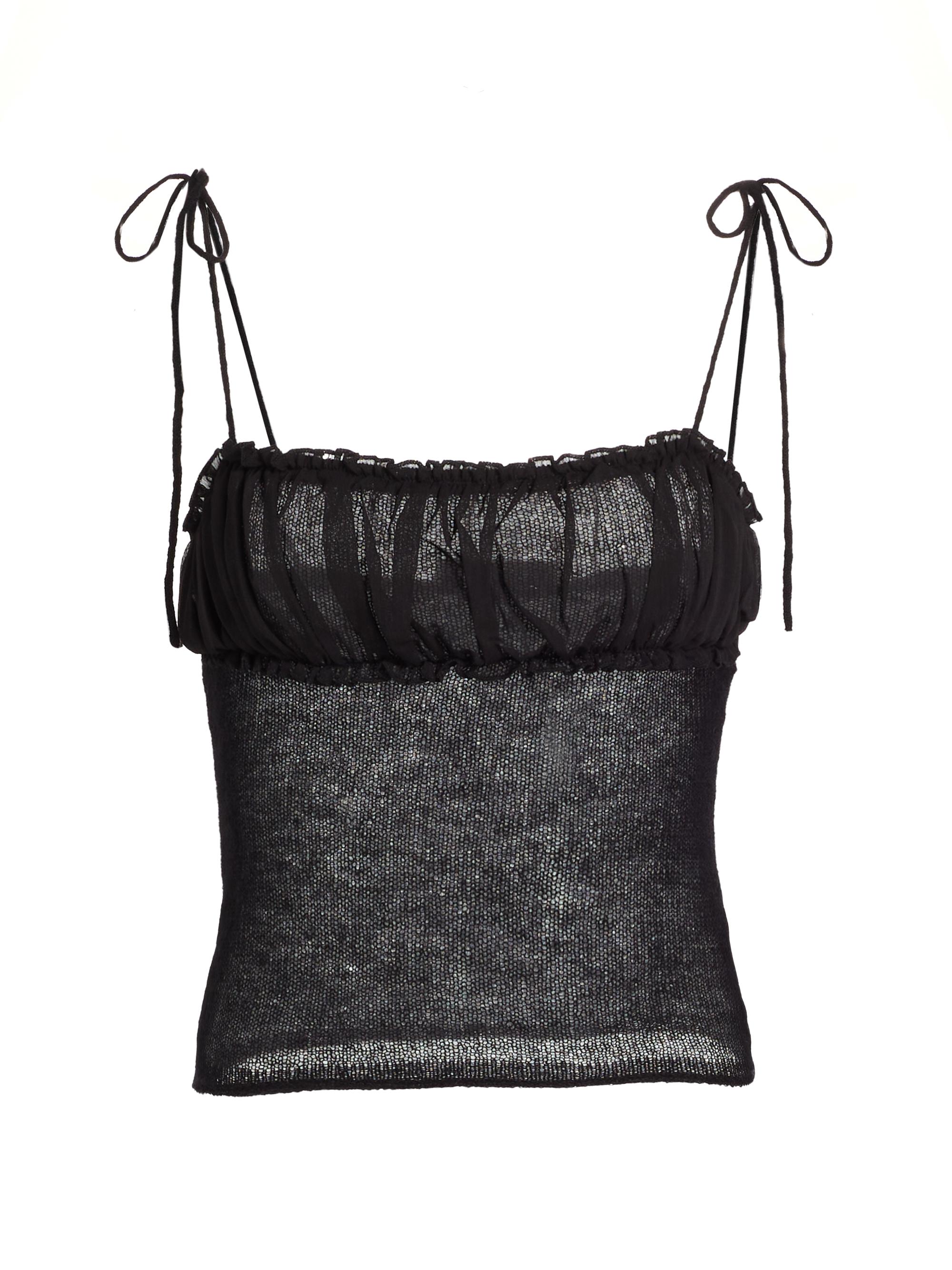 Guizio Women's Ruched Chiffon Knit Camisole - Black