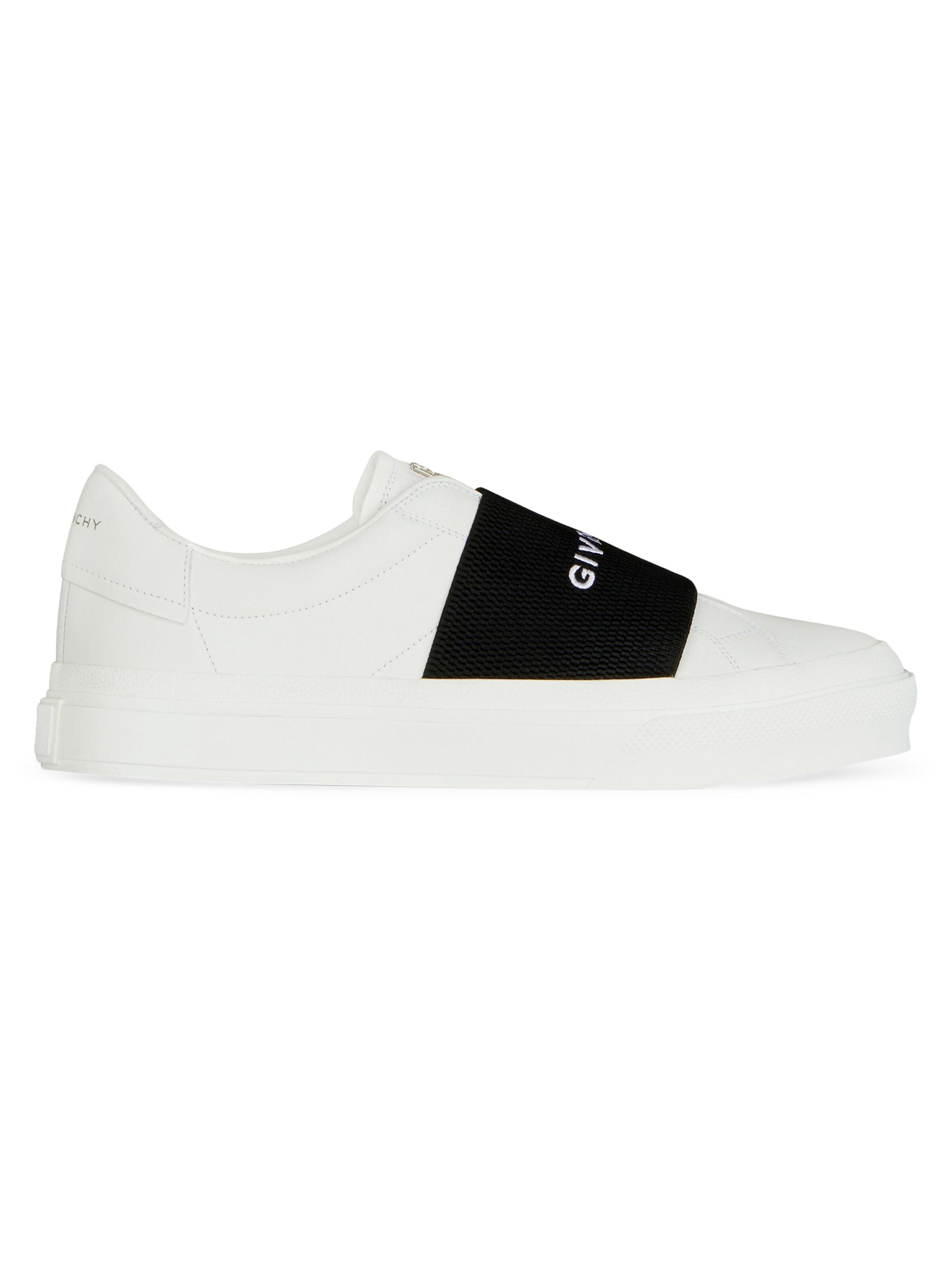 Givenchy Men's City Court Elastic & Leather Sneakers - White Black