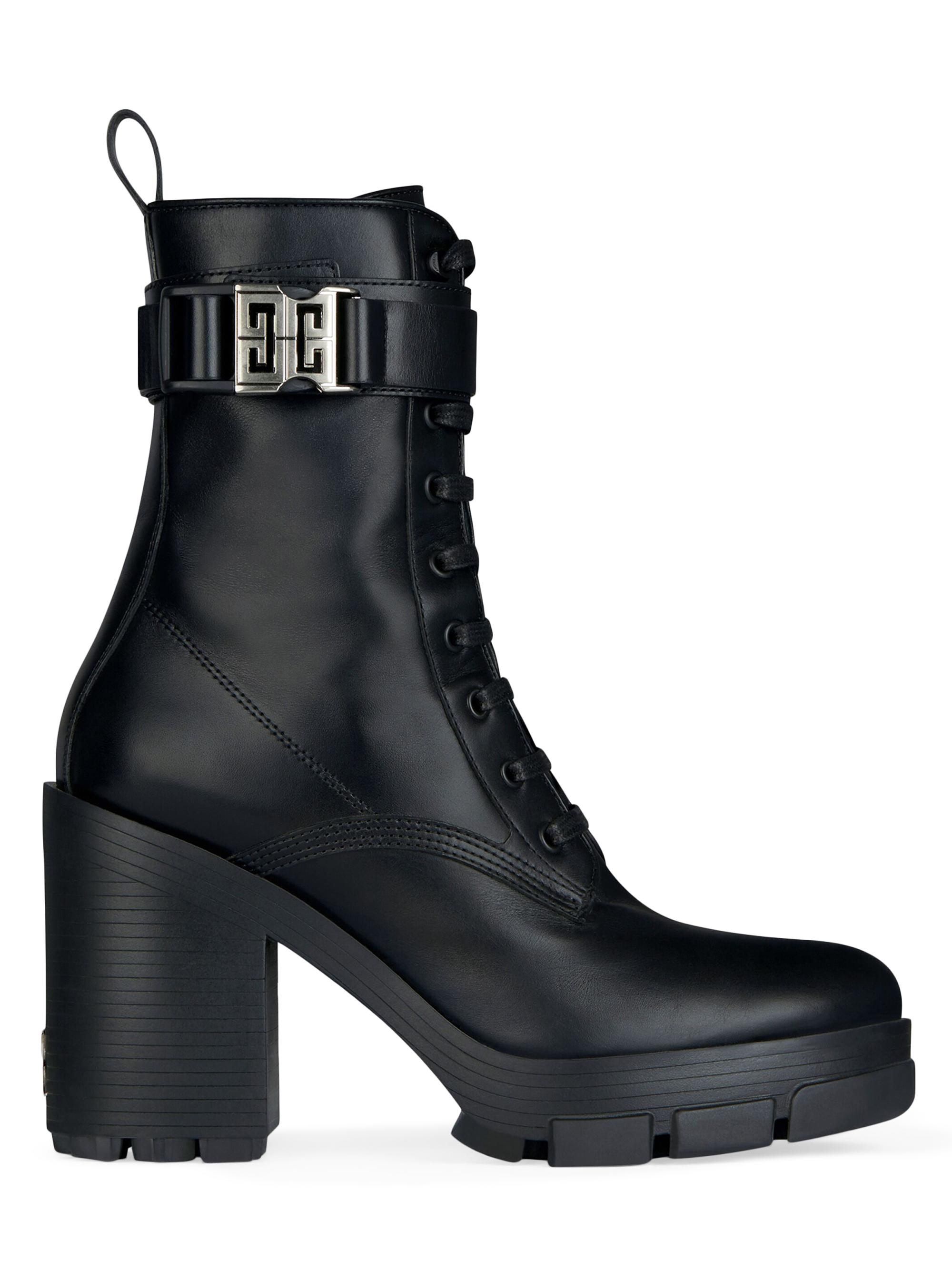 Givenchy Women's Leather Block-Heel Combat Boots - Black