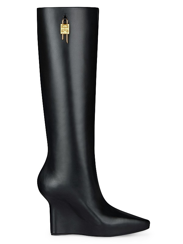 Shop Givenchy G Lock 80 Leather Wedge Tall Boots | Saks Shop Givenchy G Lock 80 Leather Wedge Tall Boots | Saks