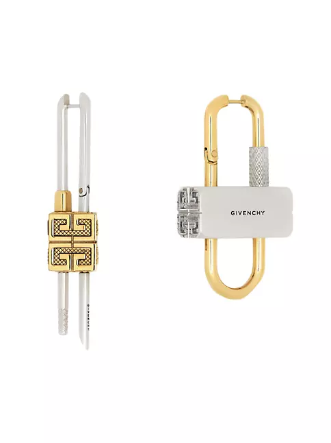 Silver Mismatched Lock Key Earrings