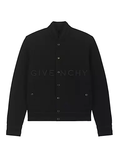 GIVENCHY Logo-Embroidered Wool-Blend and Leather Bomber Jacket for Men