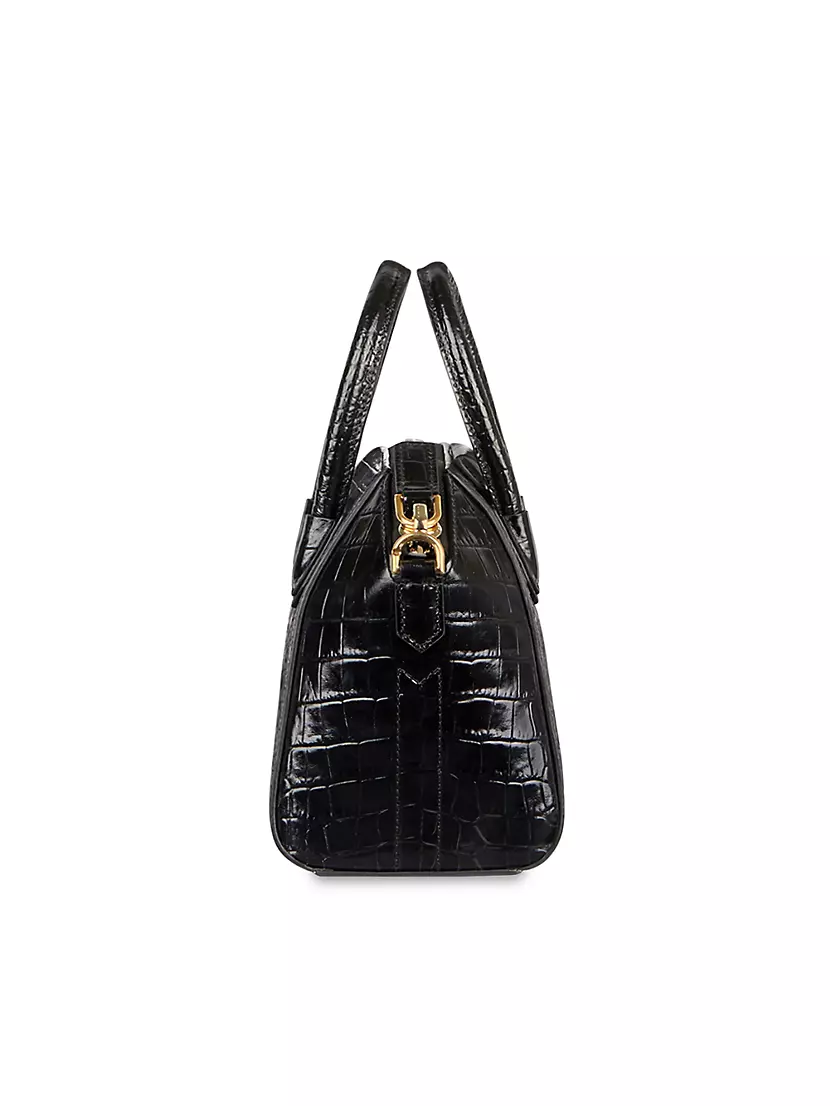 Givenchy Black Croc Embossed Leather Antigona Nano Crossbody Bag