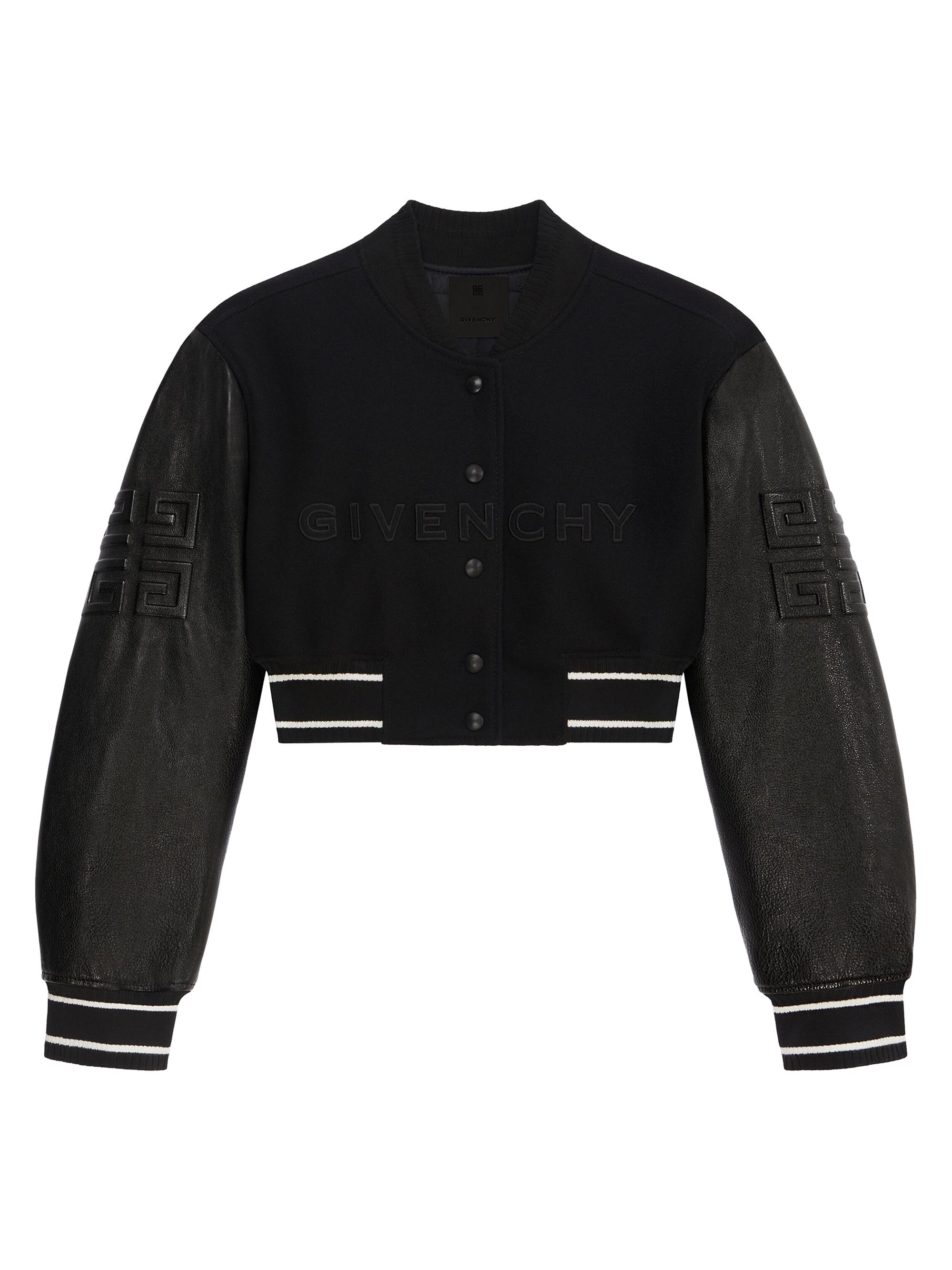 Givenchy Women's Cropped Varsity Jacket in Wool and Leather - Black White