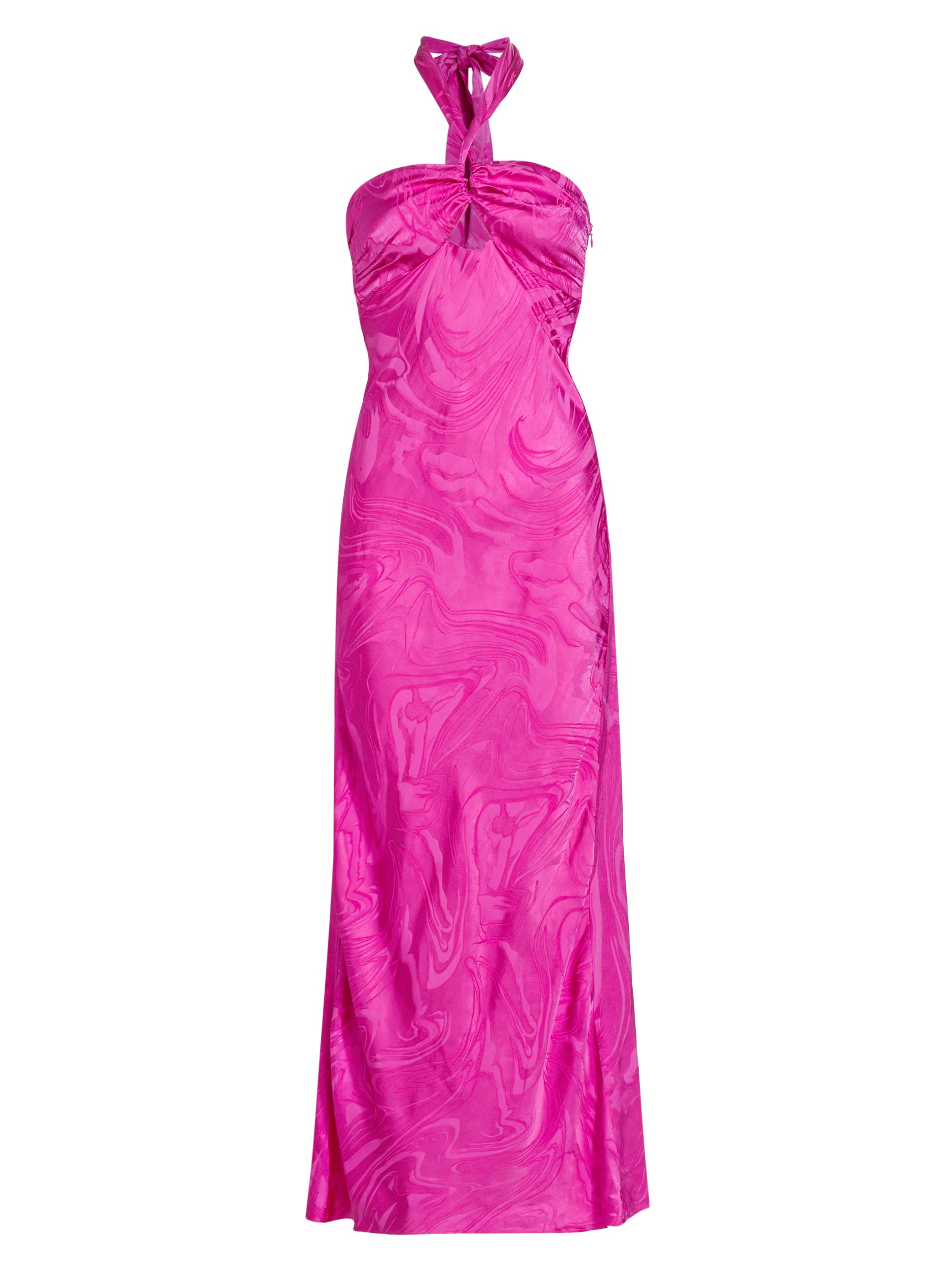 Saylor Women's Toula Marbled Satin Floor-Length Dress - Magenta