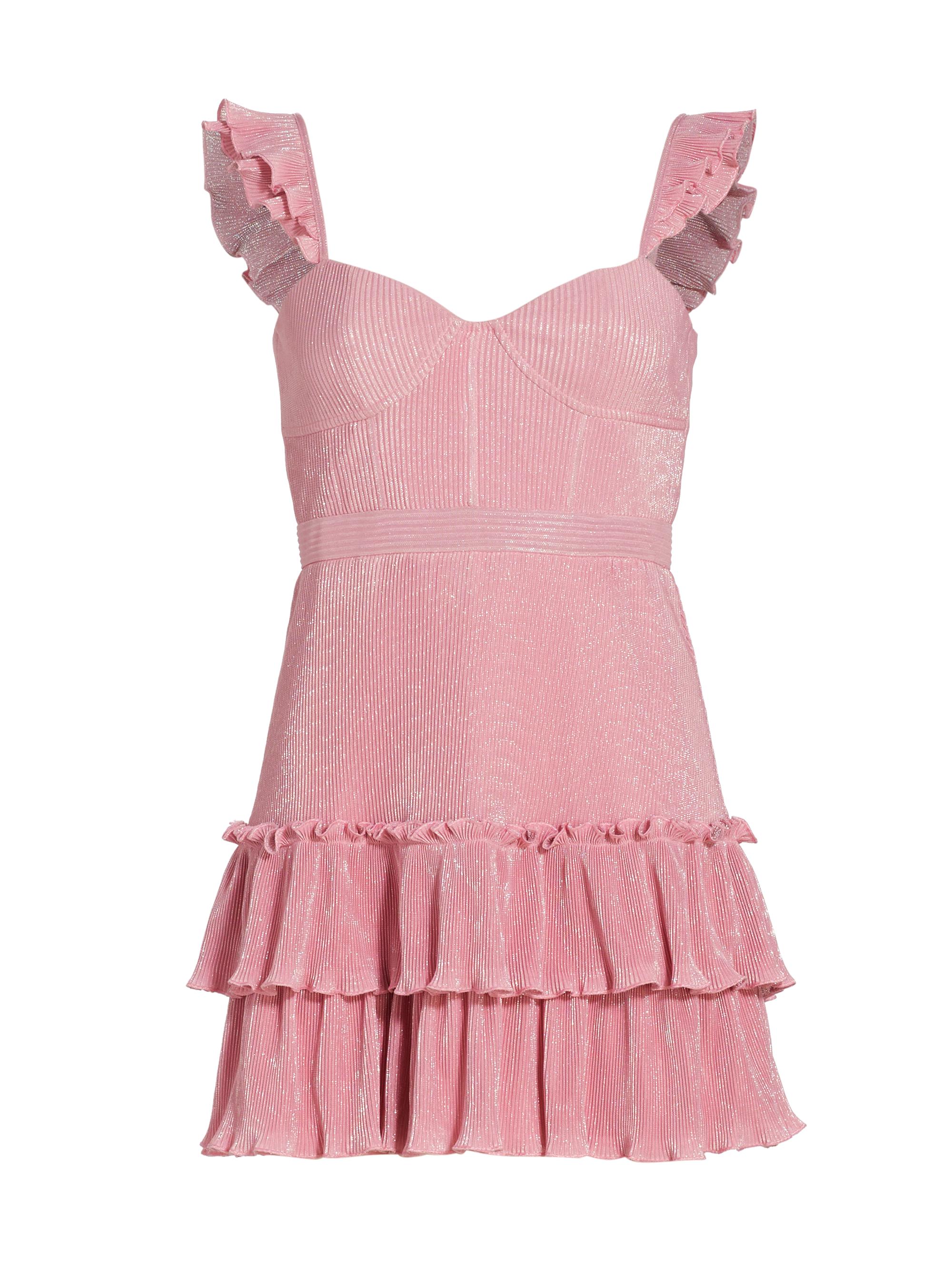 Saylor Women's Lavenda Tiered Metallic Minidress - Bubblegum