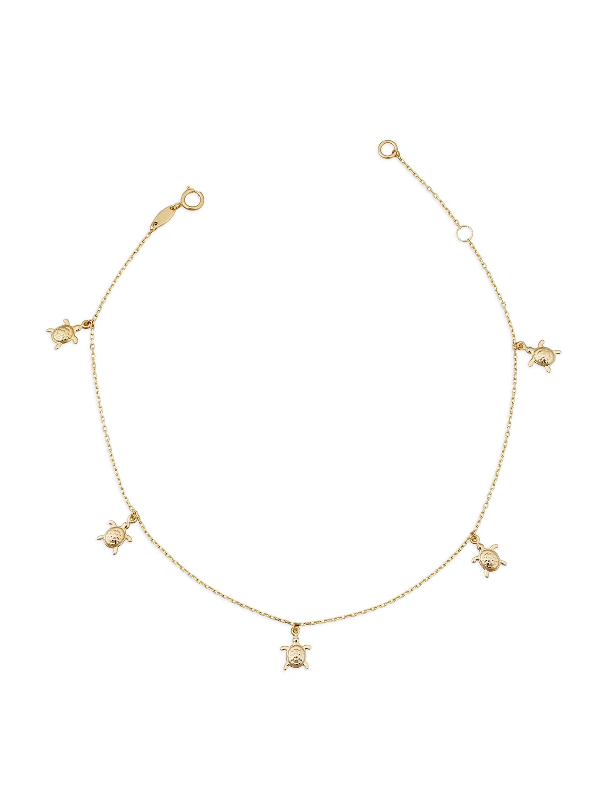 Oradina Women's 14K Yellow Gold Sea Turtle Anklet - Yellow Gold
