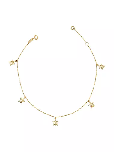 14K Yellow Gold Sea Turtle Anklet