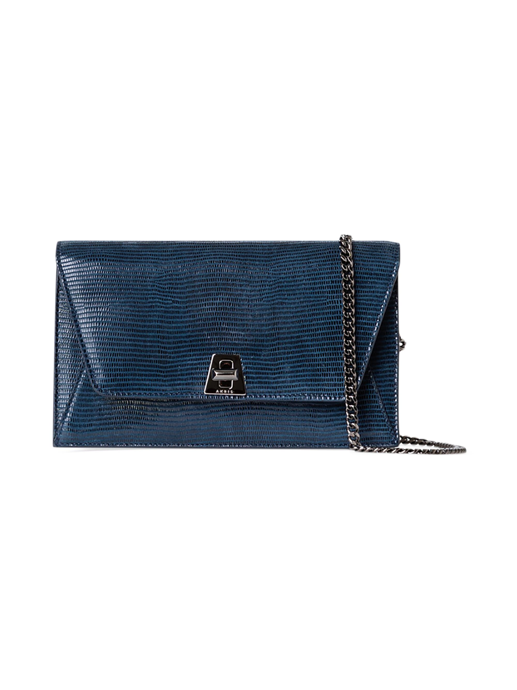 Akris Women's Anouk Lizard-Embossed Leather Envelope Clutch - Admiral Blue
