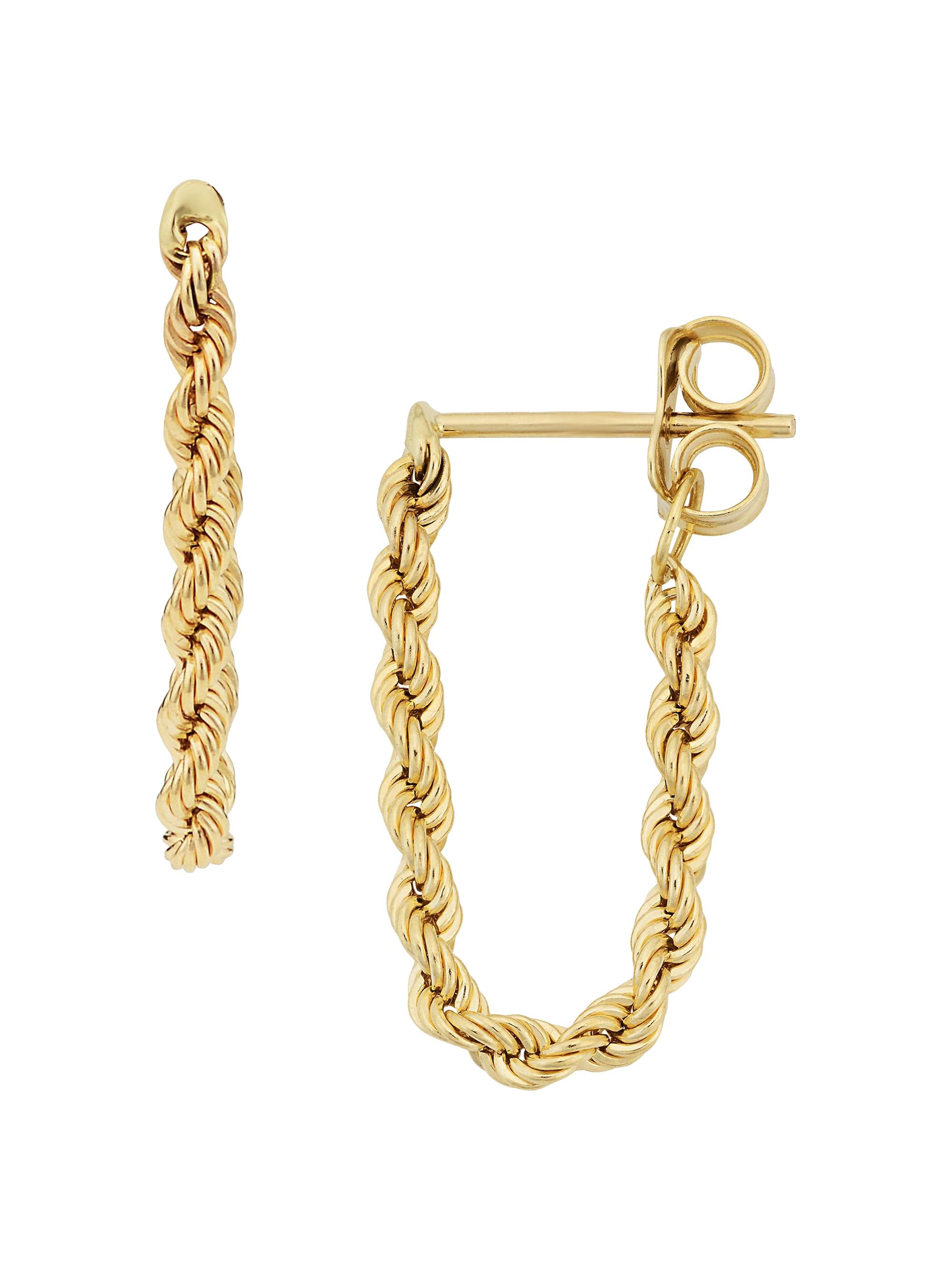Oradina Women's 14K Yellow Gold Roman Rope Drop Earrings - Yellow Gold