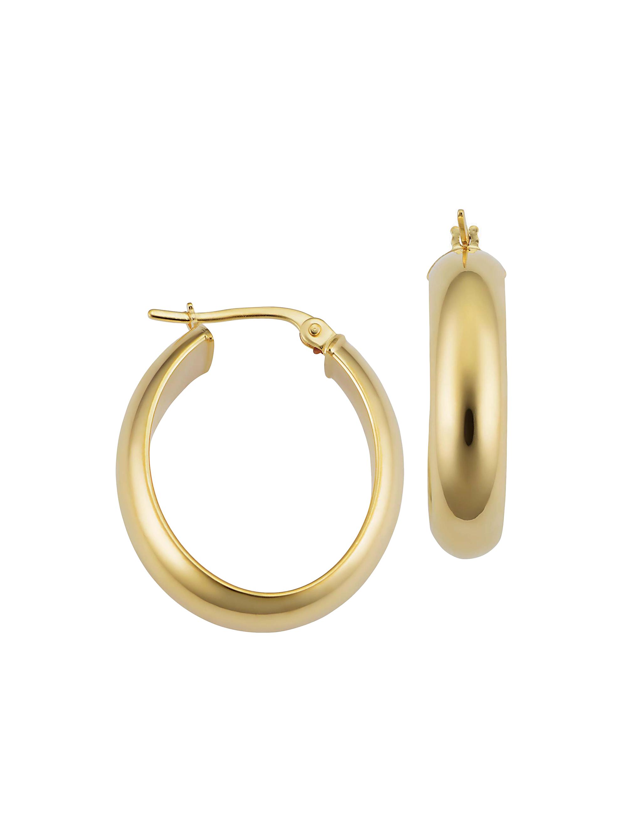 Oradina Women's 14K Yellow Gold High Society Oval Hoops - Yellow Gold