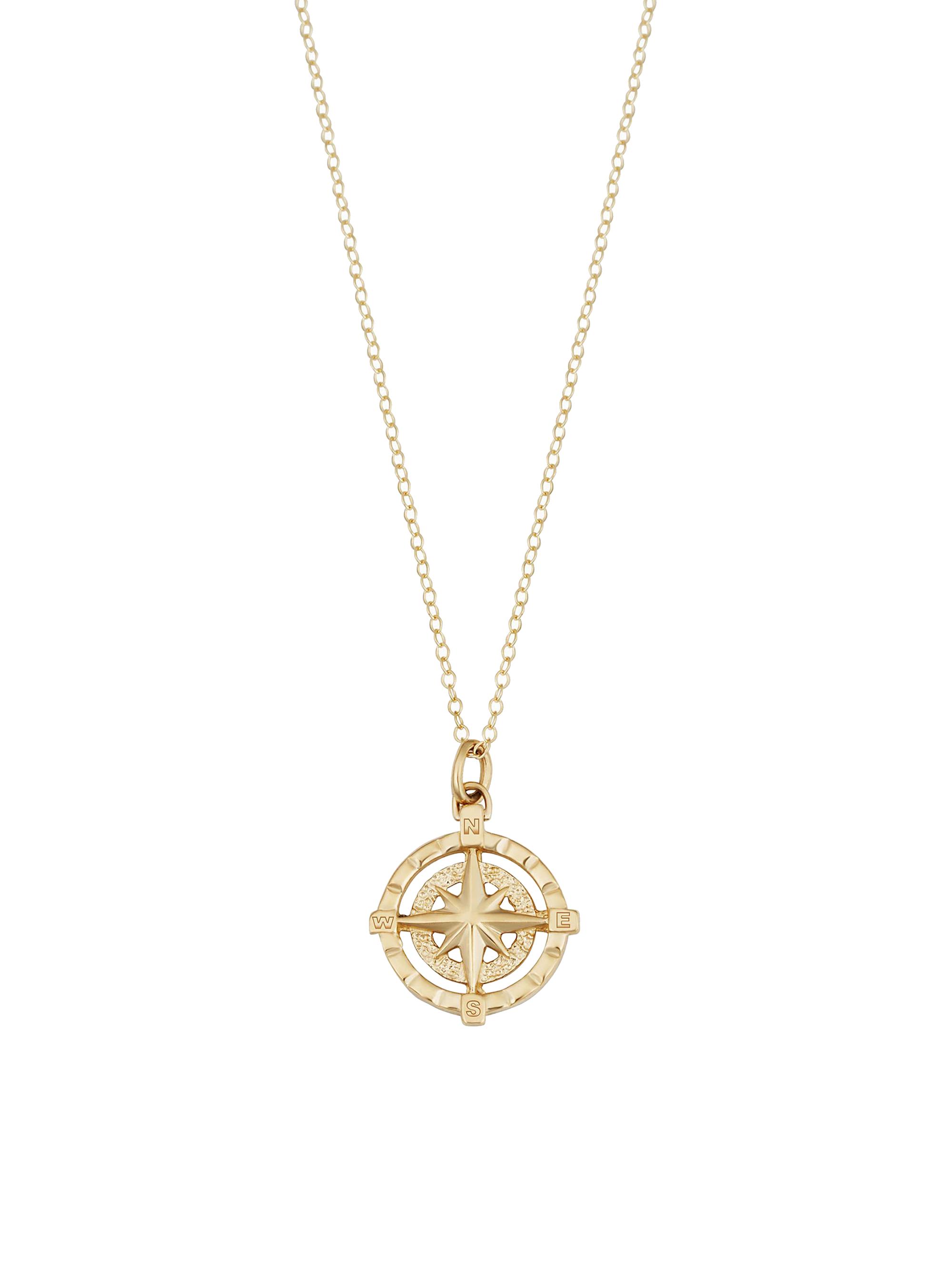 Oradina Women's Compass Pendant Necklace - Yellow Gold
