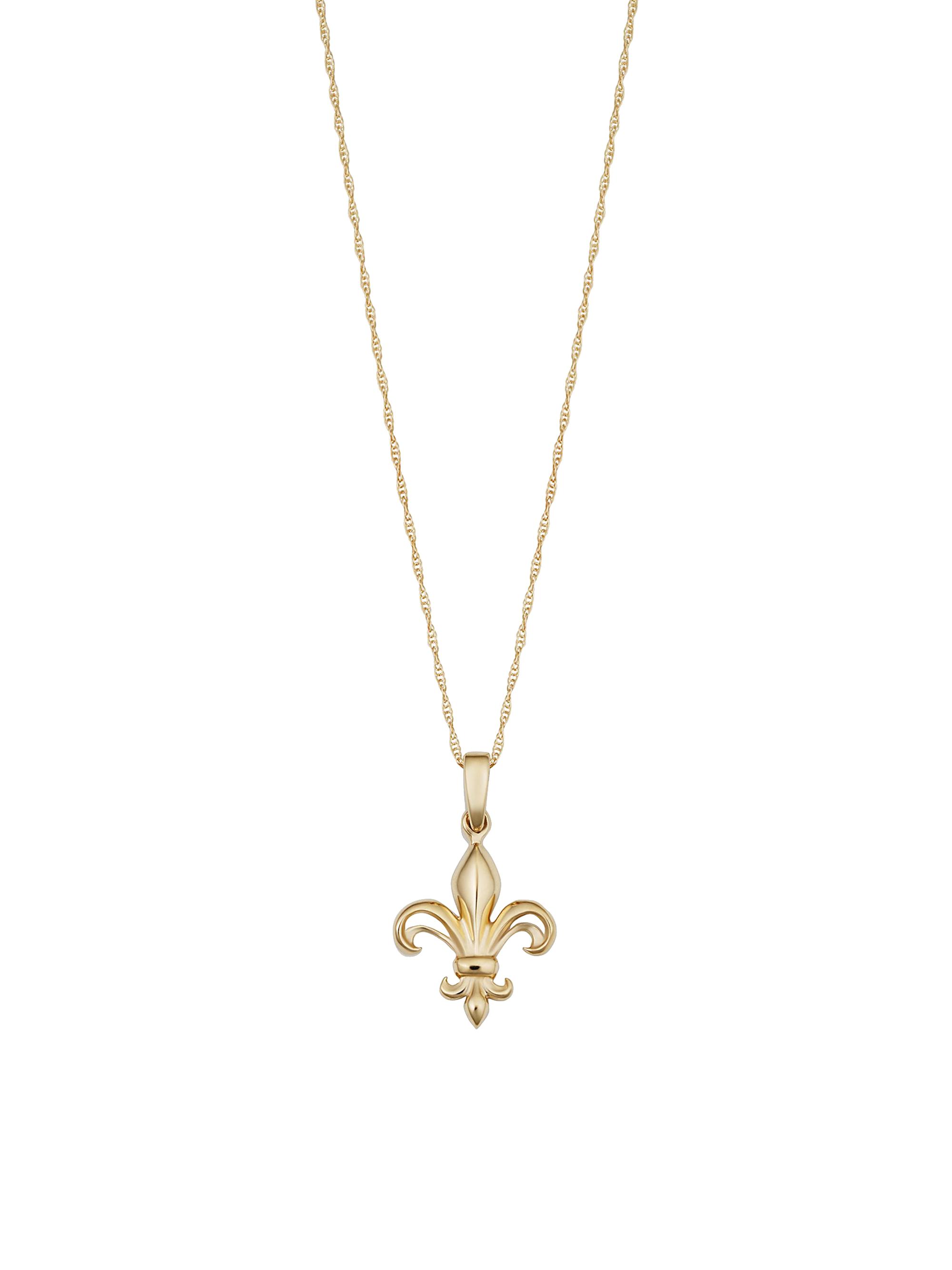 Oradina Women's 14K Yellow Gold Fleur De Lis Pendant Necklace - Yellow Gold