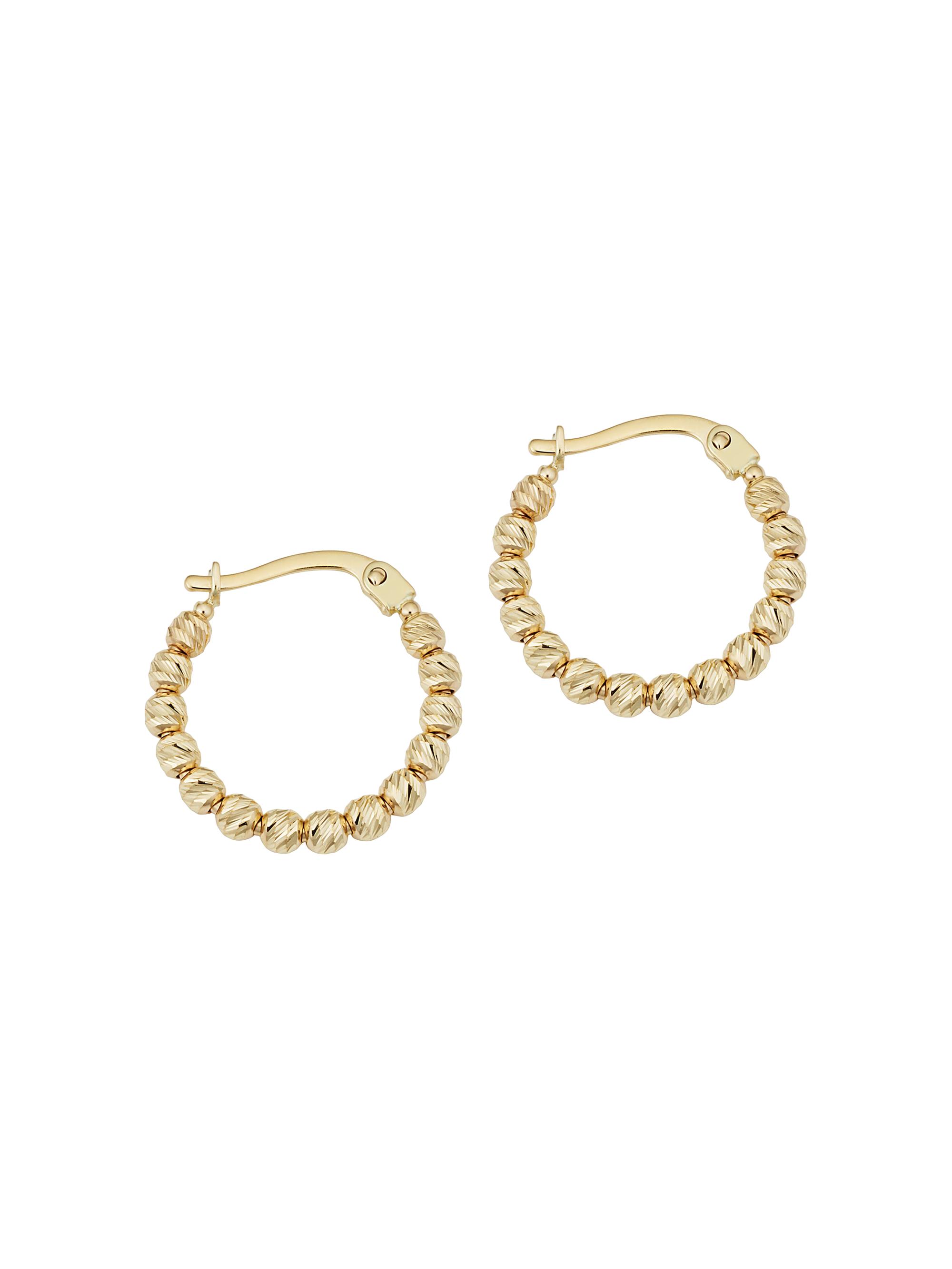 Oradina Women's 14K Yellow Gold Brilliant Ball Hoops - Yellow Gold