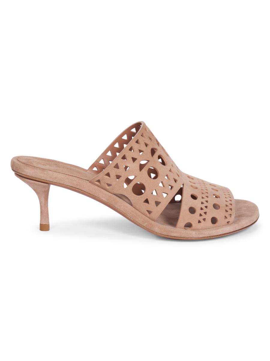 Alaïa 55MM Perforated Leather Mules | Saks Fifth Avenue