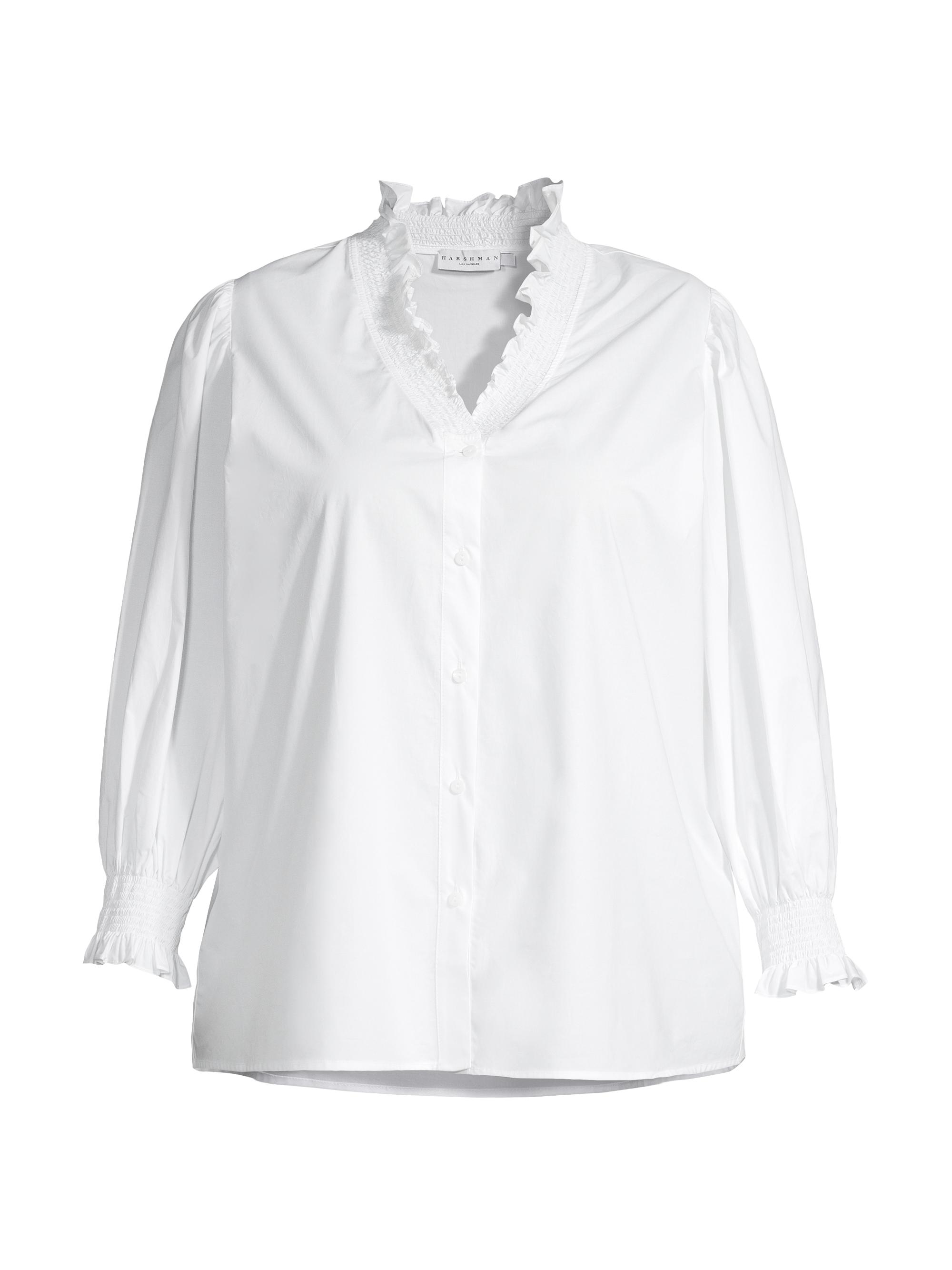 Harshman Women's Plus Size Bonnie Cotton Shirt - White