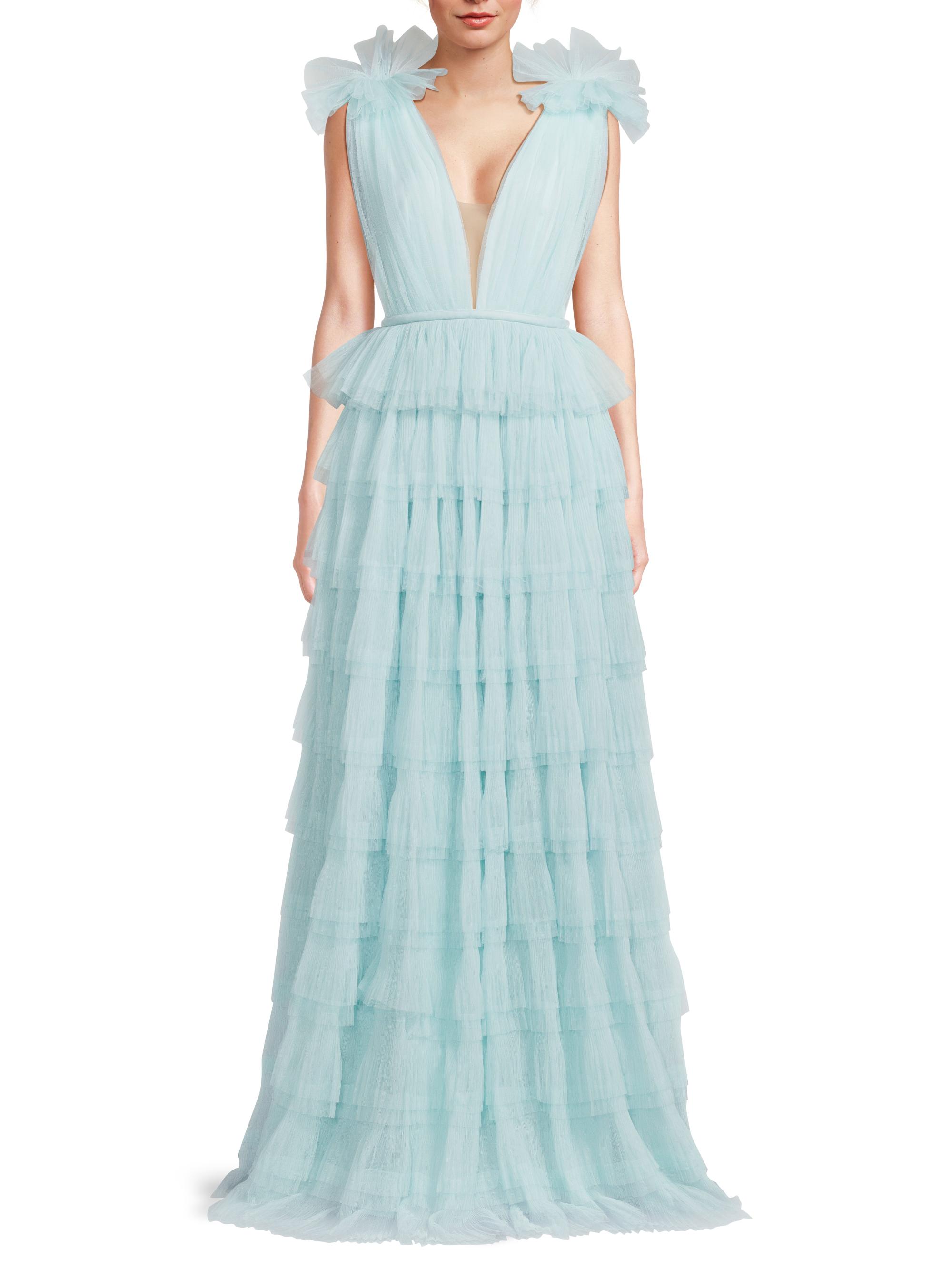 サリー Sau Lee Sabrina Tulle Plunge Gown | Saks Fifth Avenue