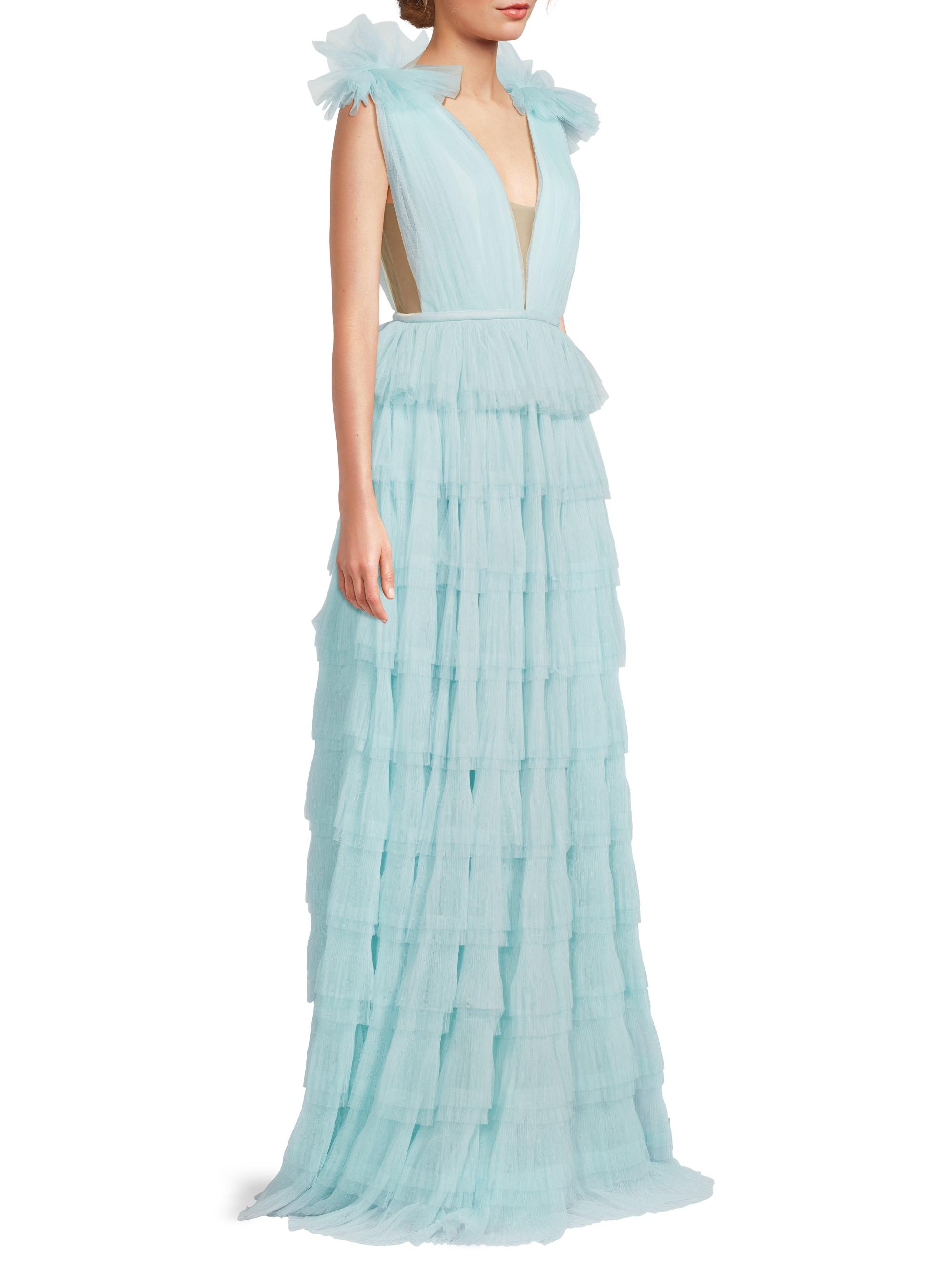Sau Lee Sabrina Tulle Plunge Gown | Saks Fifth Avenue