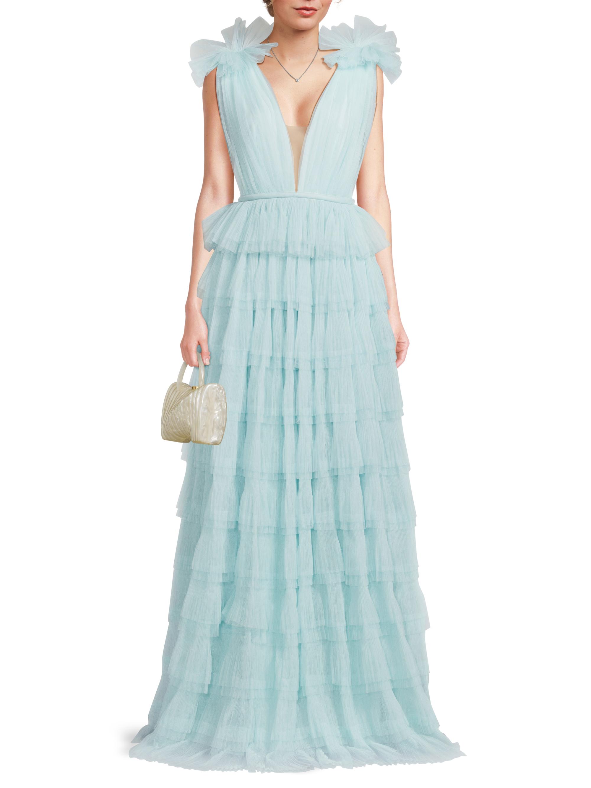 Sau Lee Sabrina Tulle Plunge Gown | Saks Fifth Avenue