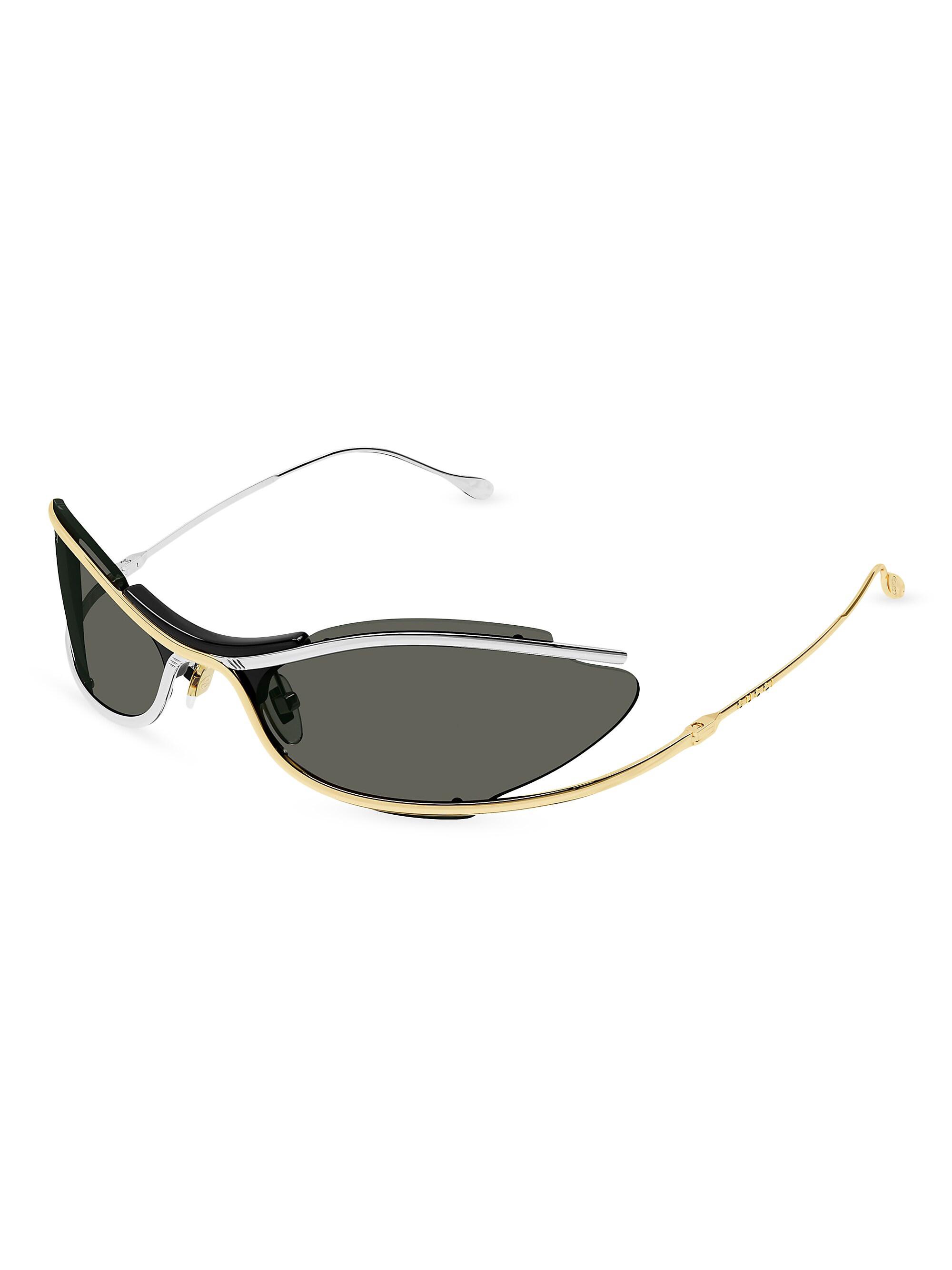 Gucci Men's 68MM Fashion Show Directional Metal Sunglasses - Gold