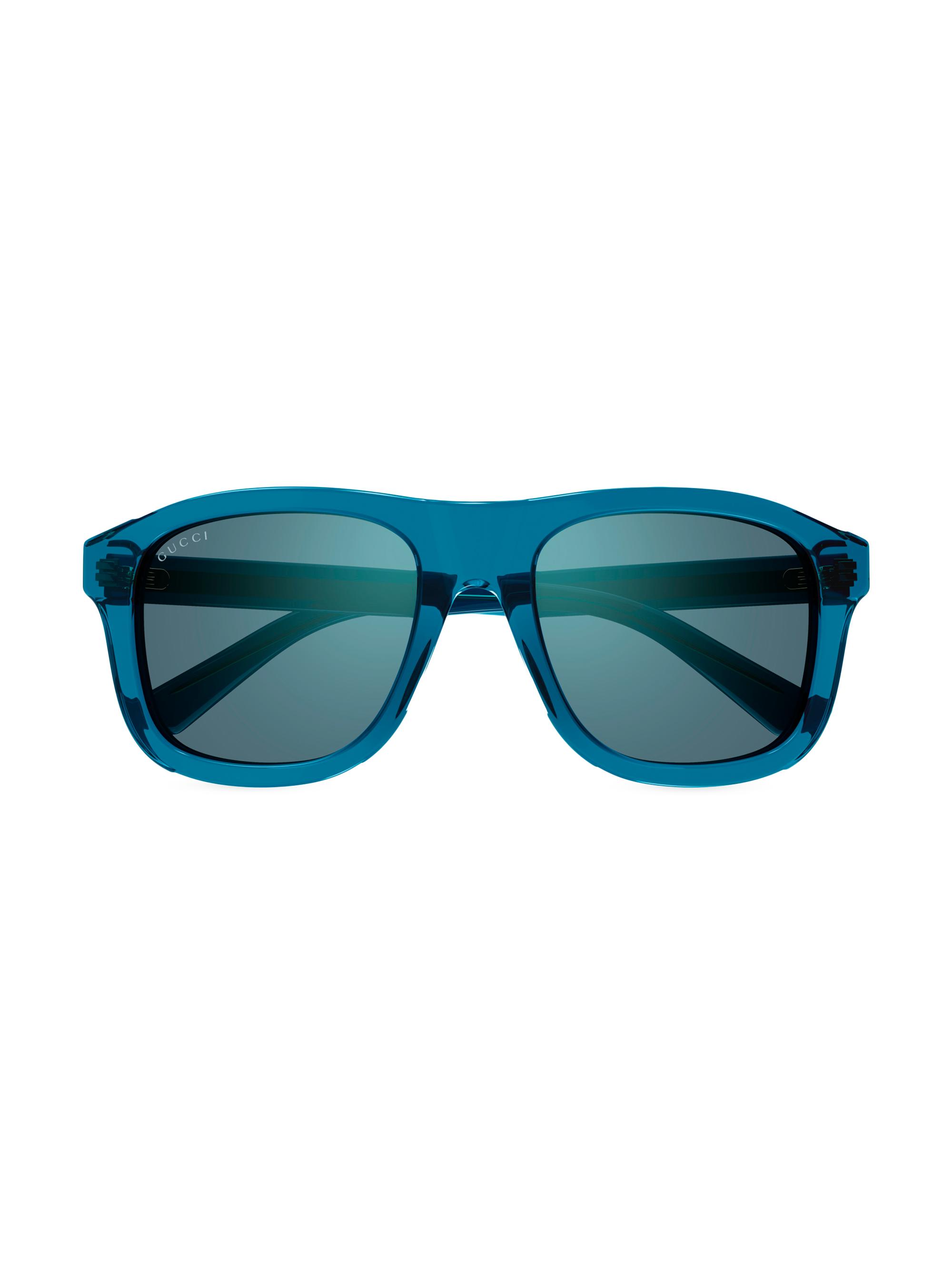 Gucci Men's 80S Monocolor 54MM Navigator Sunglasses - Blue
