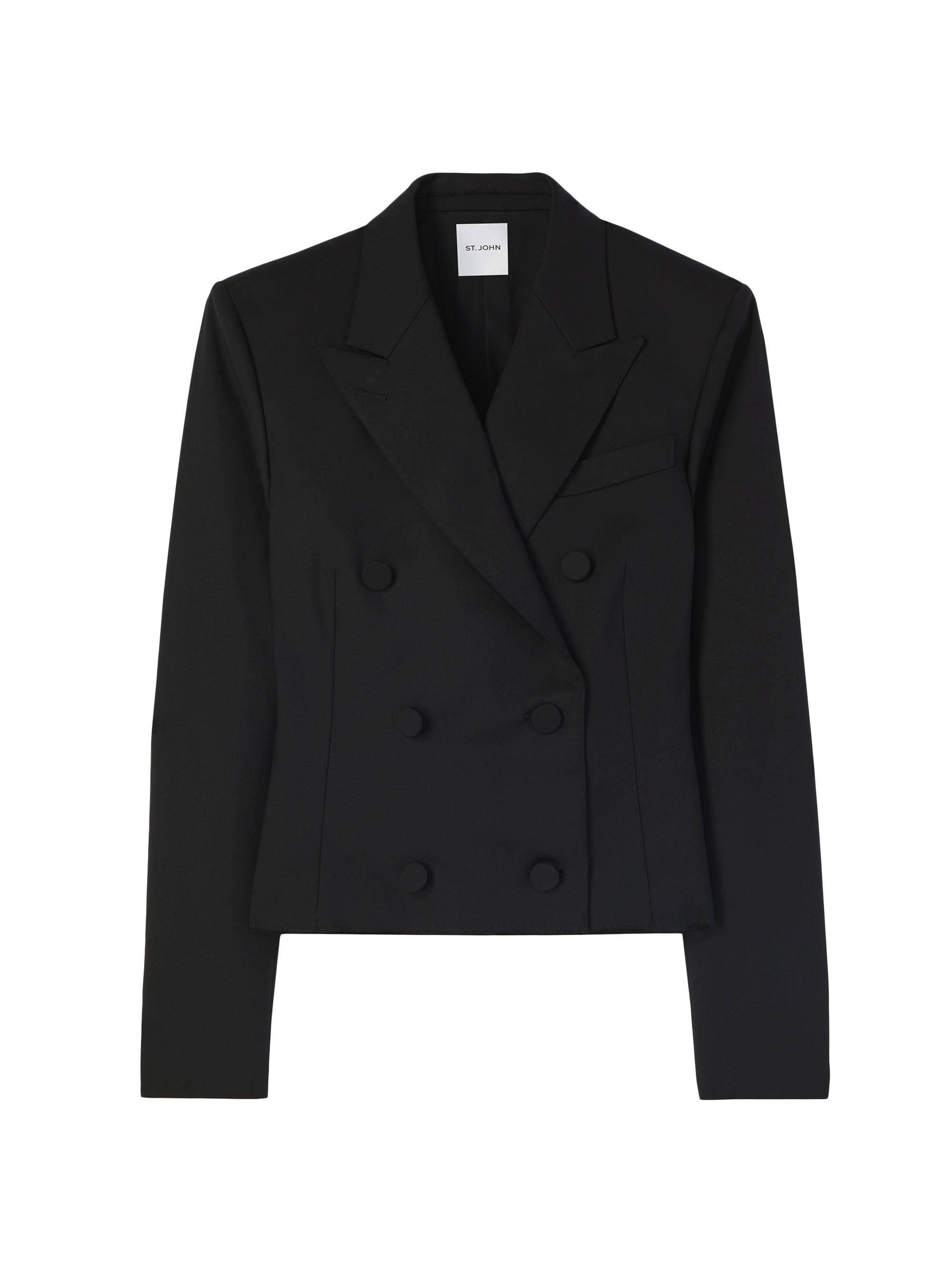 St. John Women's Double-Breasted Stretch Wool Jacket - Black