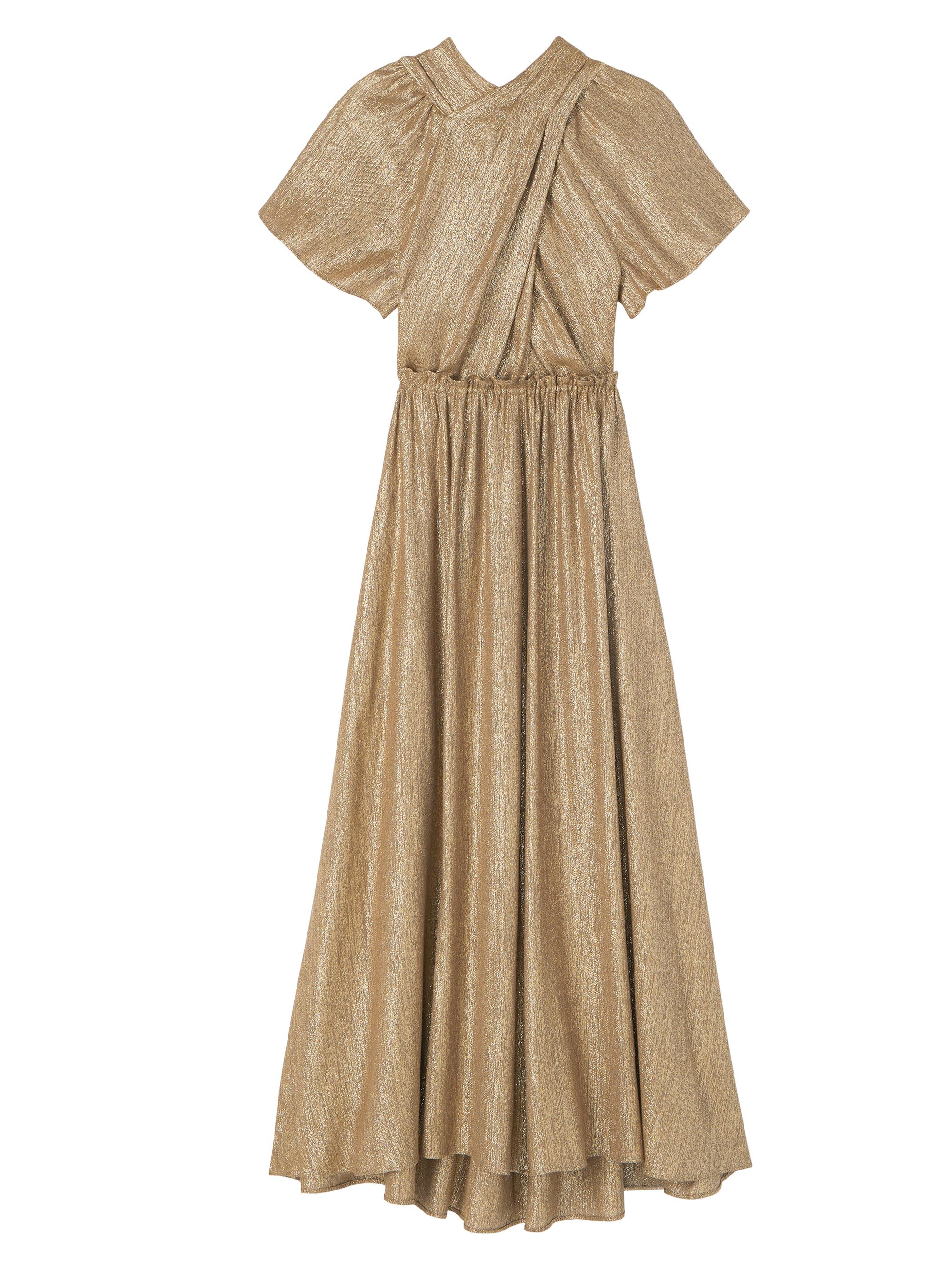 st john metallic dress St. John Metallic Mouline Knit Midi Dress