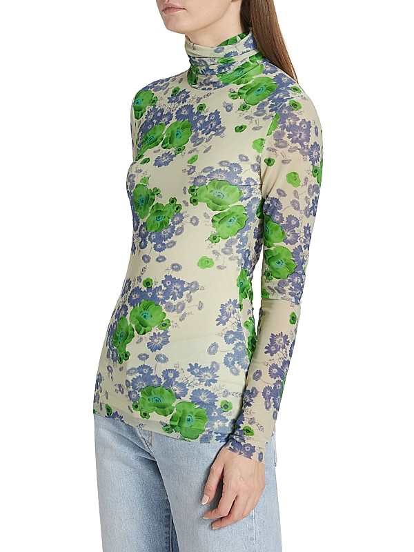 Shop Ganni Floral Mesh Turtleneck Top | Saks Fifth Avenue Shop Ganni Floral Mesh Turtleneck Top | Saks Fifth Avenue