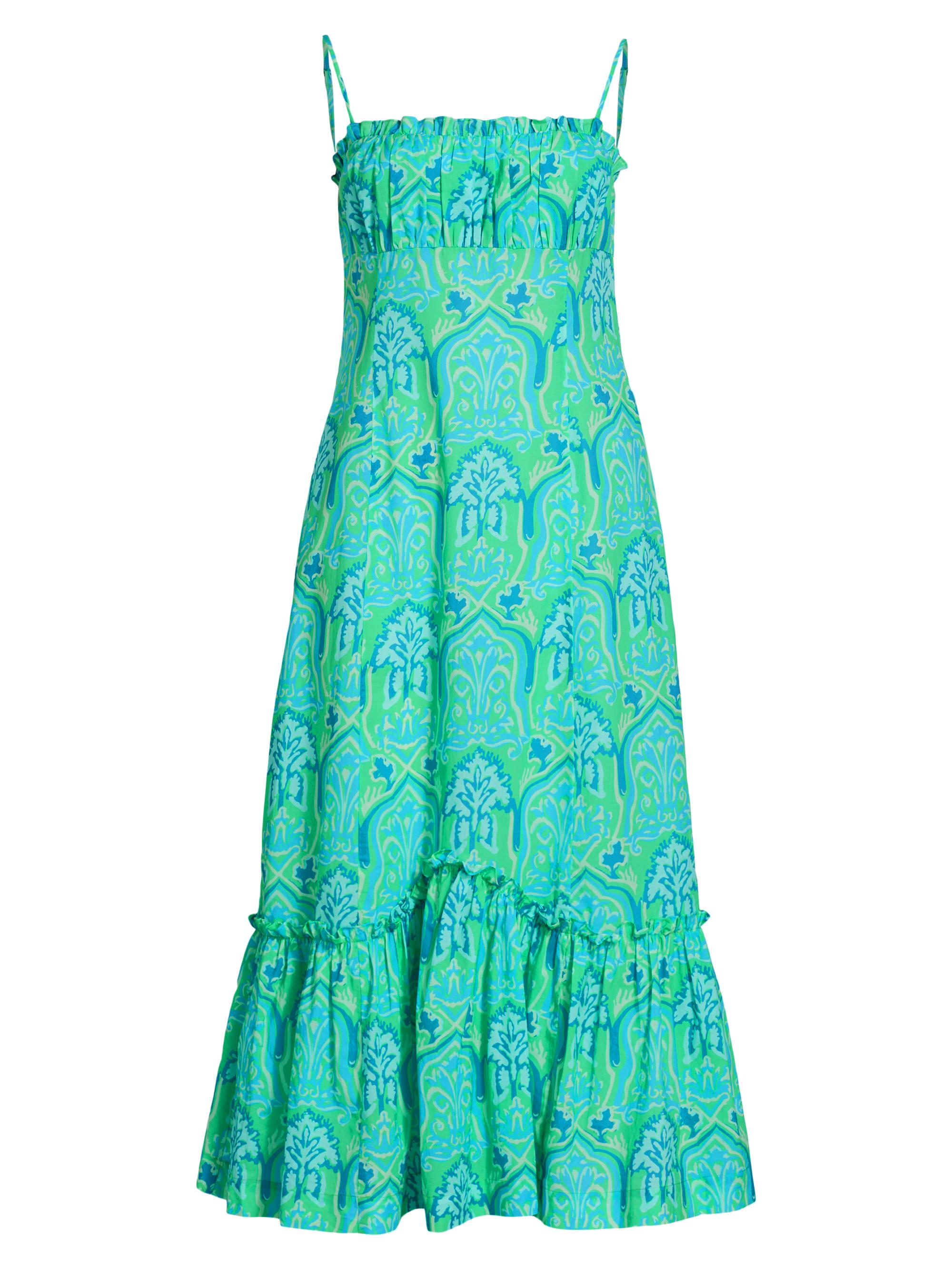 Rixo Women's Sorcha Printed Poplin Midi-Dress - Woodblock Green
