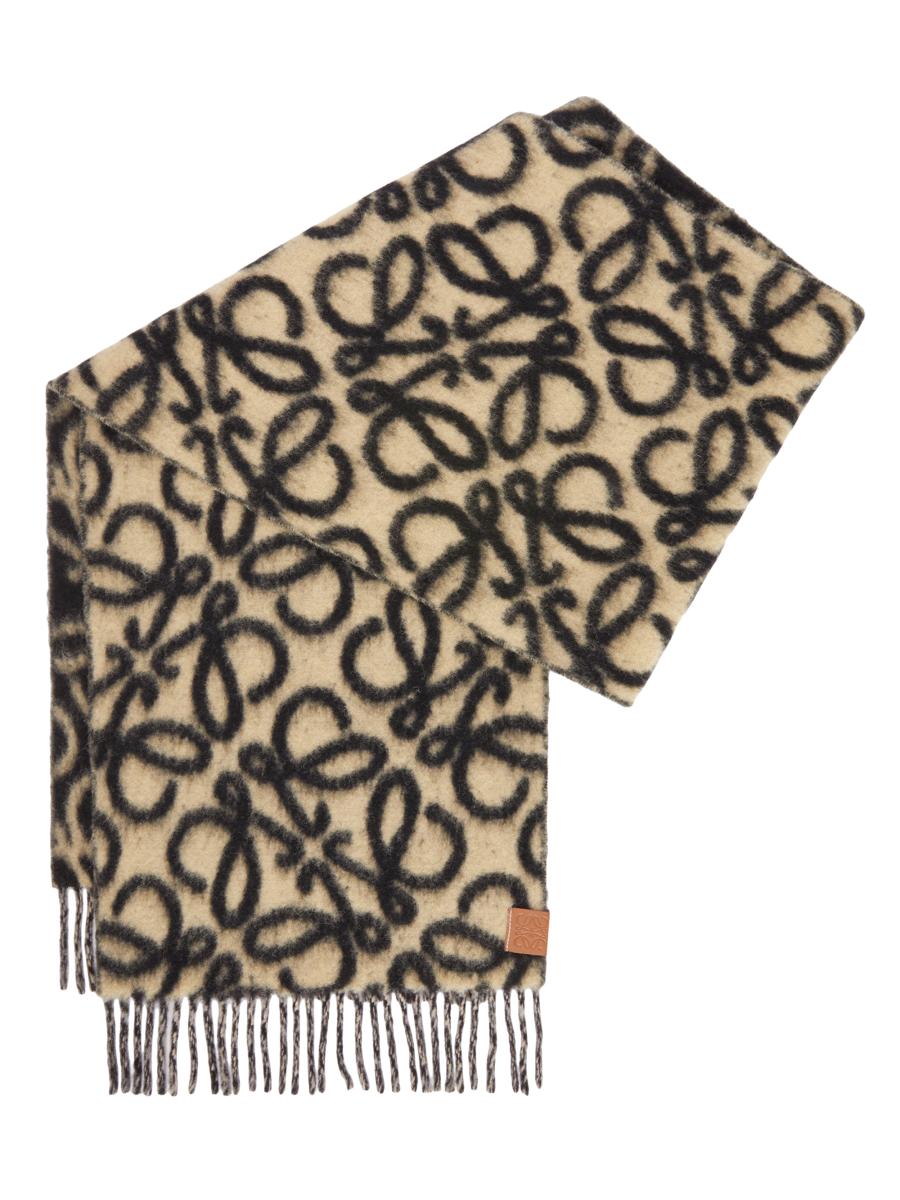 【国内発送】Anagram scarf in alpaca and wool Anagram scarf in alpaca and wool blend Black - LOEWE
