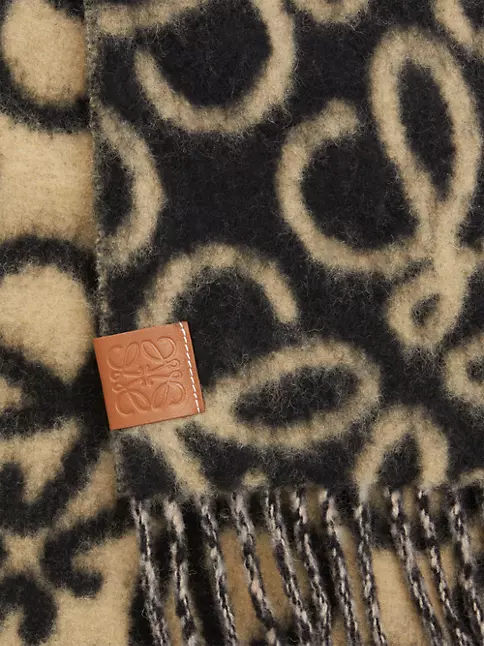 Men's Knit Alpaca Blend Scarf with Brown Diamond Patterns