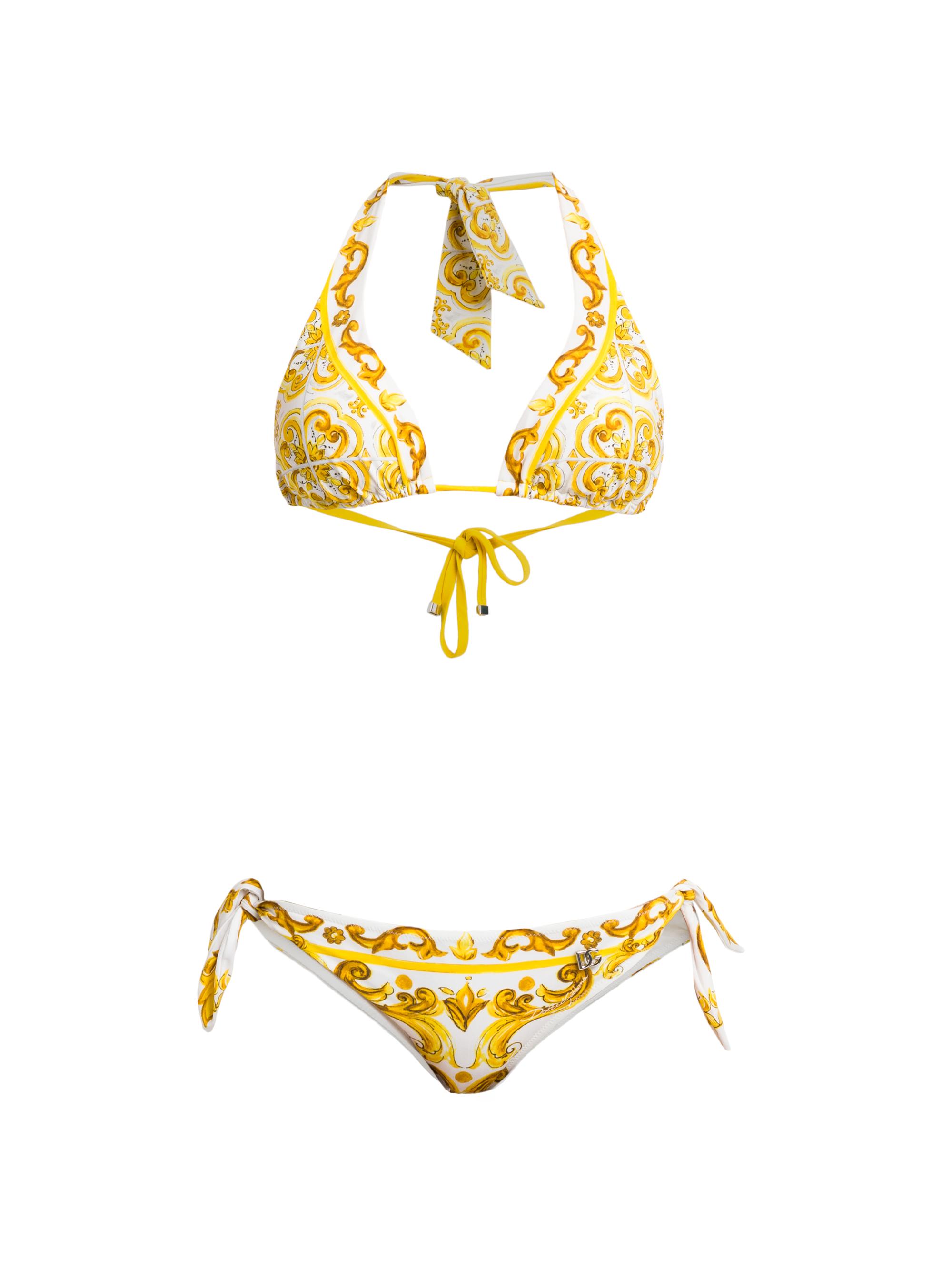Dolce & Gabbana Women's Maiolica Triangle Bikini - Mix Maiolica Giallo