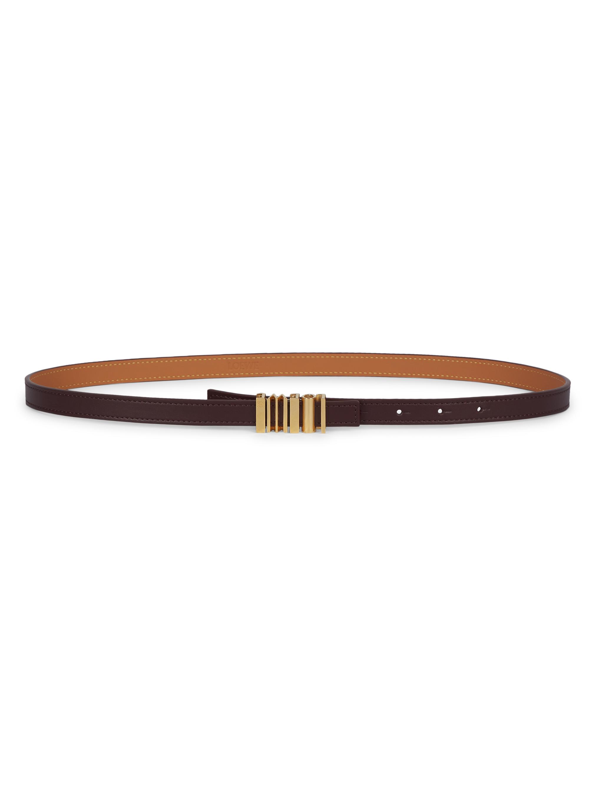 LOEWE Women's Graphic Logo Leather Belt - Dark Burgundy