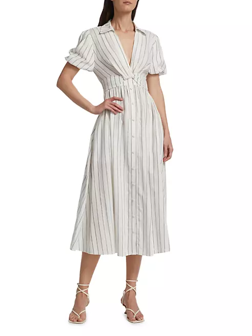 Saks Fifth Avenue Saks Fifth Avenue Striped Linen Maxi Slip Dress in Gray