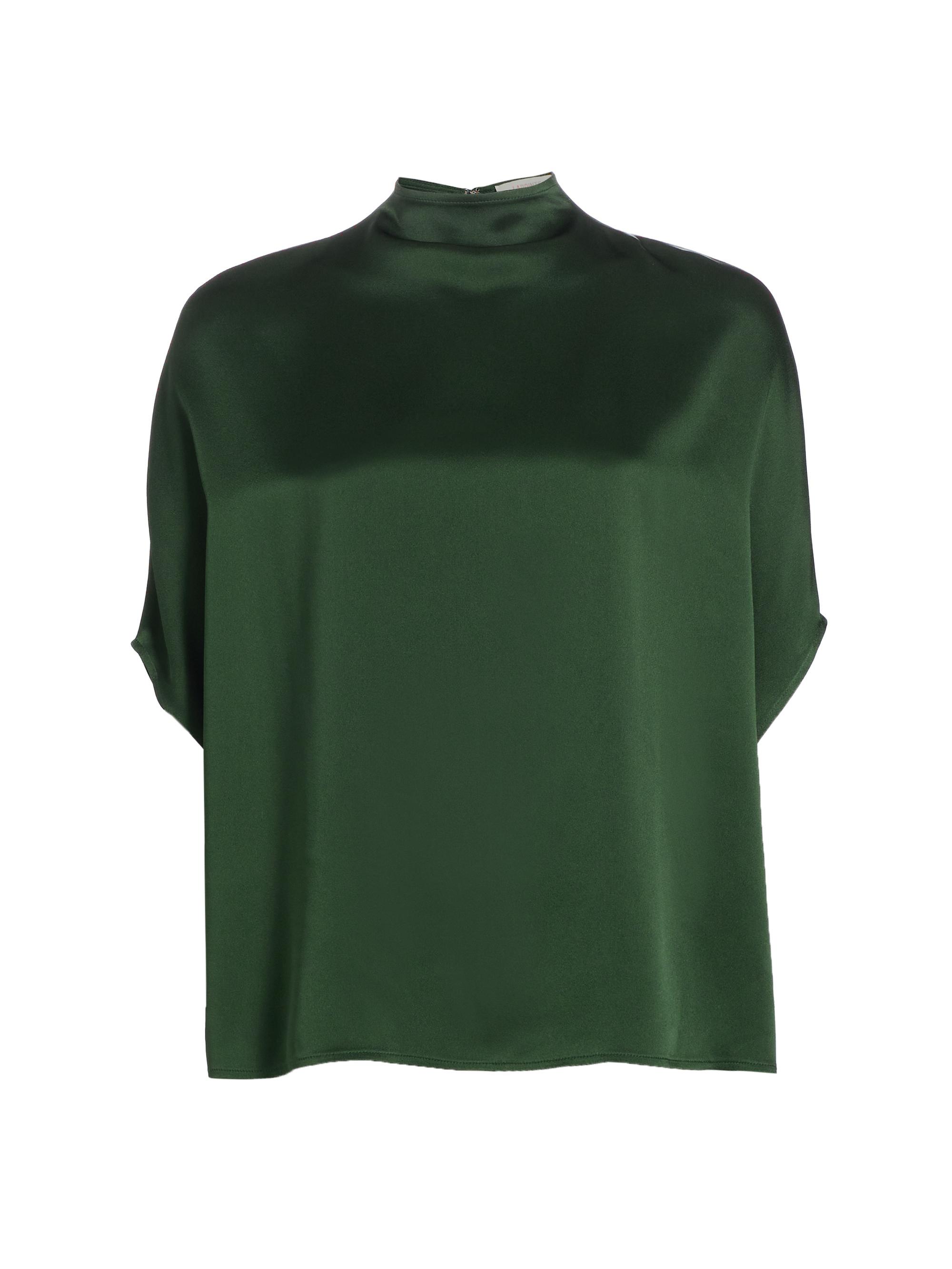 LaPointe Women's Doubleface Satin Cape Tee - Forest