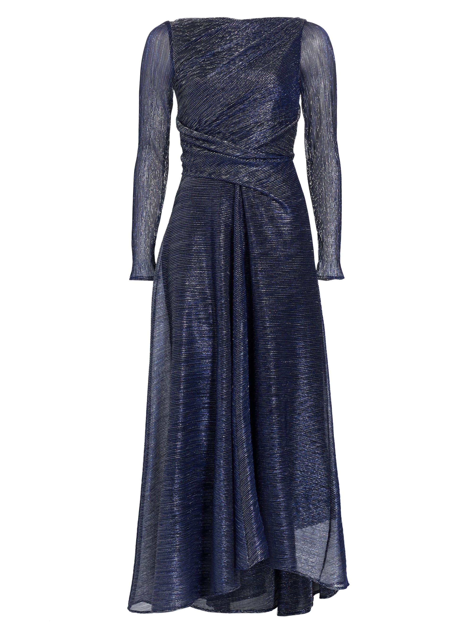 Talbot Runhof Women's Long-Sleeve Metallic Gown - Cobalt