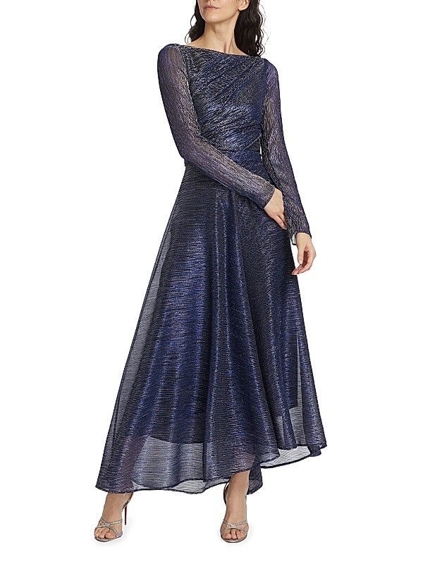 Talbot Runhof Long Sleeve Metallic Gown Saks Fifth Avenue Talbot Runhof Long Sleeve Metallic Gown Saks Fifth Avenue