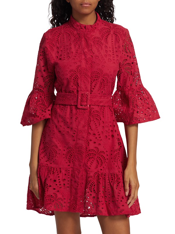 Shop Farm Rio Eyelet Belted Mini Shirtdress | Saks Fifth Avenue Shop Farm Rio Eyelet Belted Mini Shirtdress | Saks Fifth Avenue