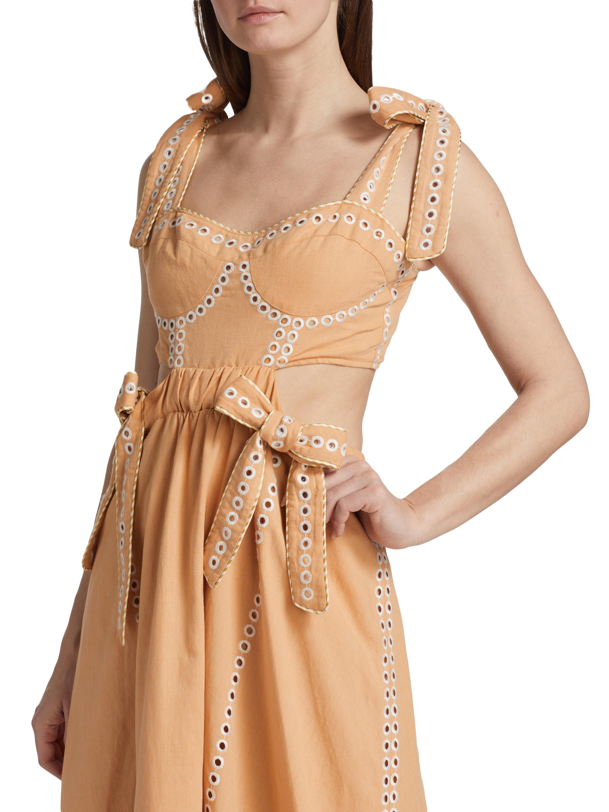 chinese dress ladies White Richelieu Sleeveless Midi Dress – FARM Rio