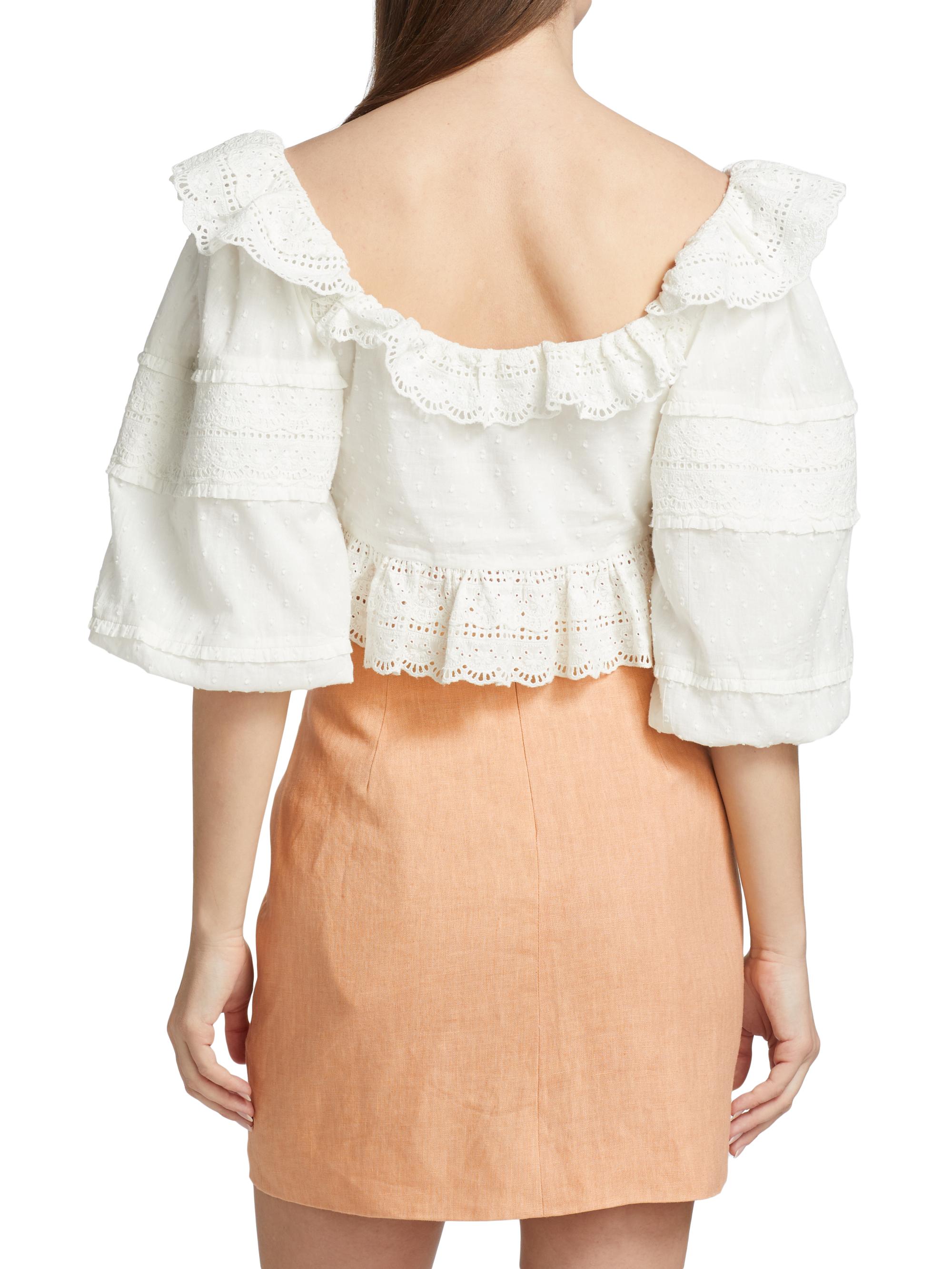 Farm Rio Lace Crop Top | Saks Fifth Avenue