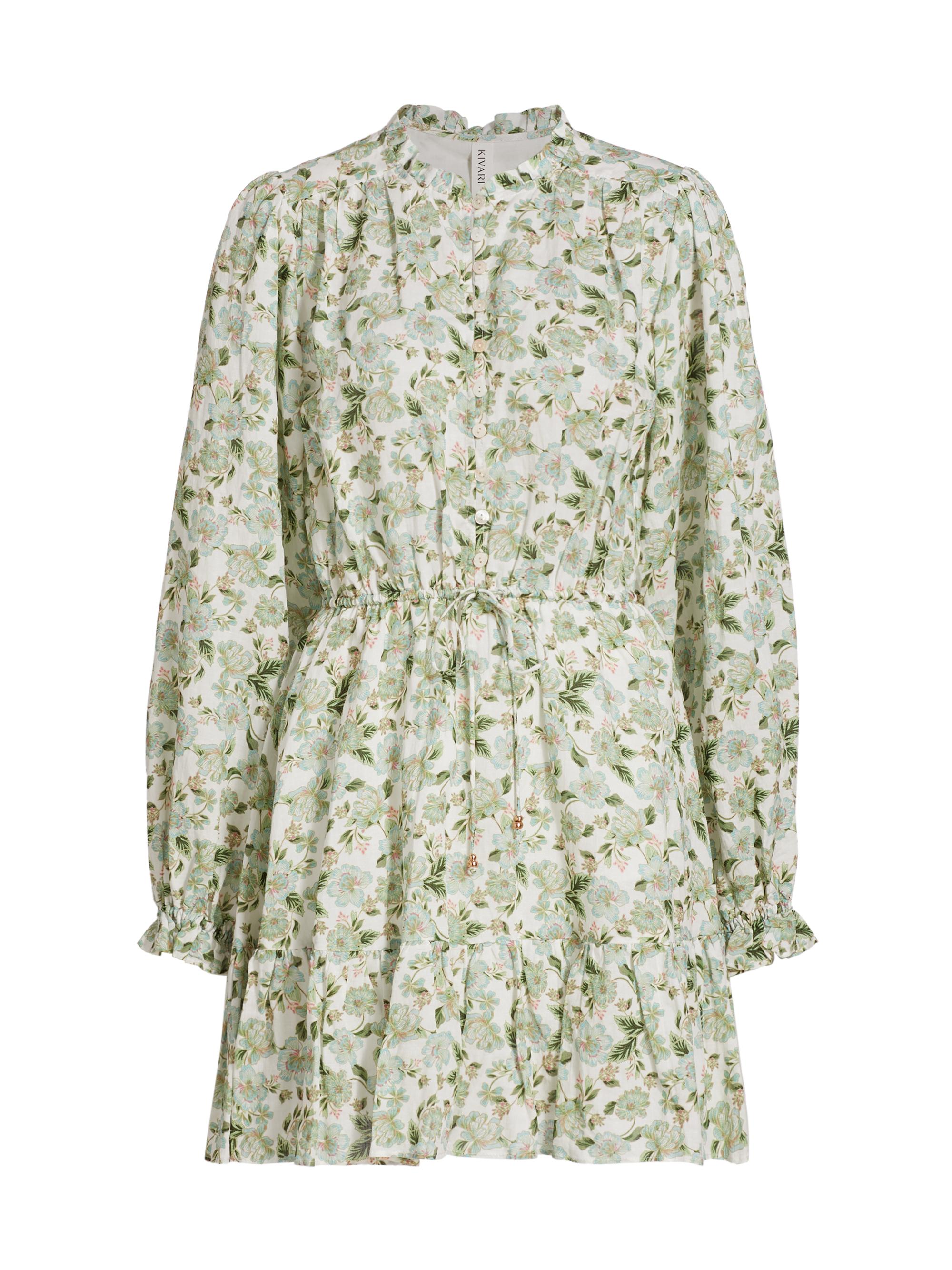 Kivari Women's Calypso Gabrielle Drawstring Minidress - Sage Floral