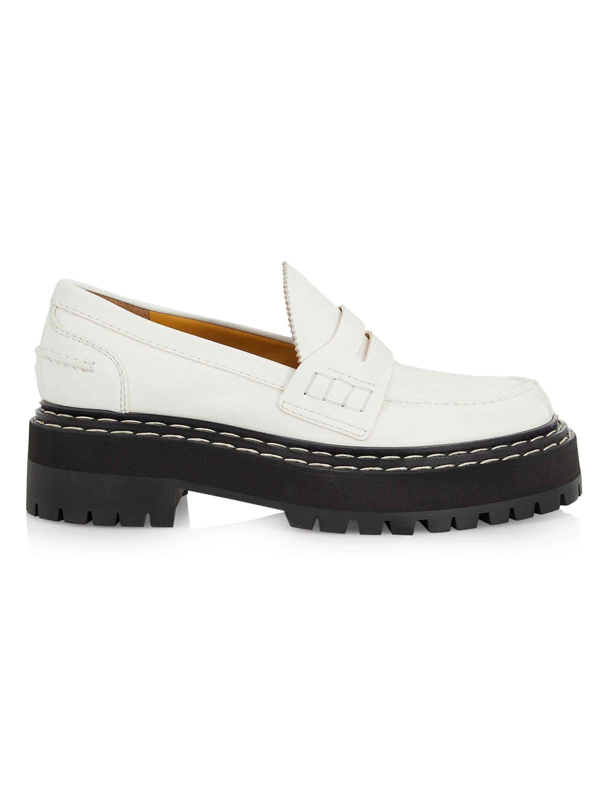 Proenza Schouler Women's Leather Lug-Sole Platform Loafers - Eggshell