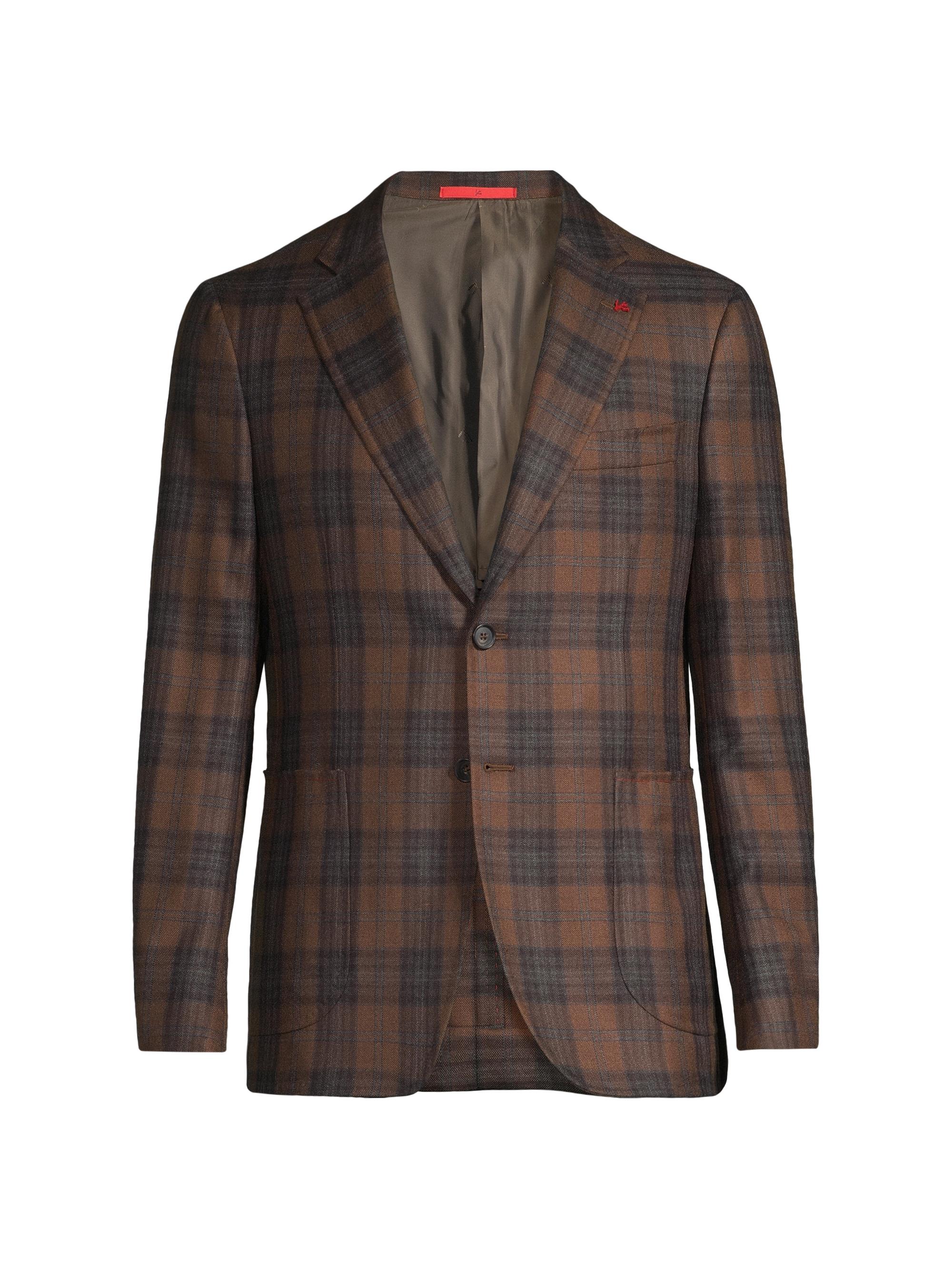 Isaia Check Wool-Blend Two-Button Blazer | Saks Fifth Avenue