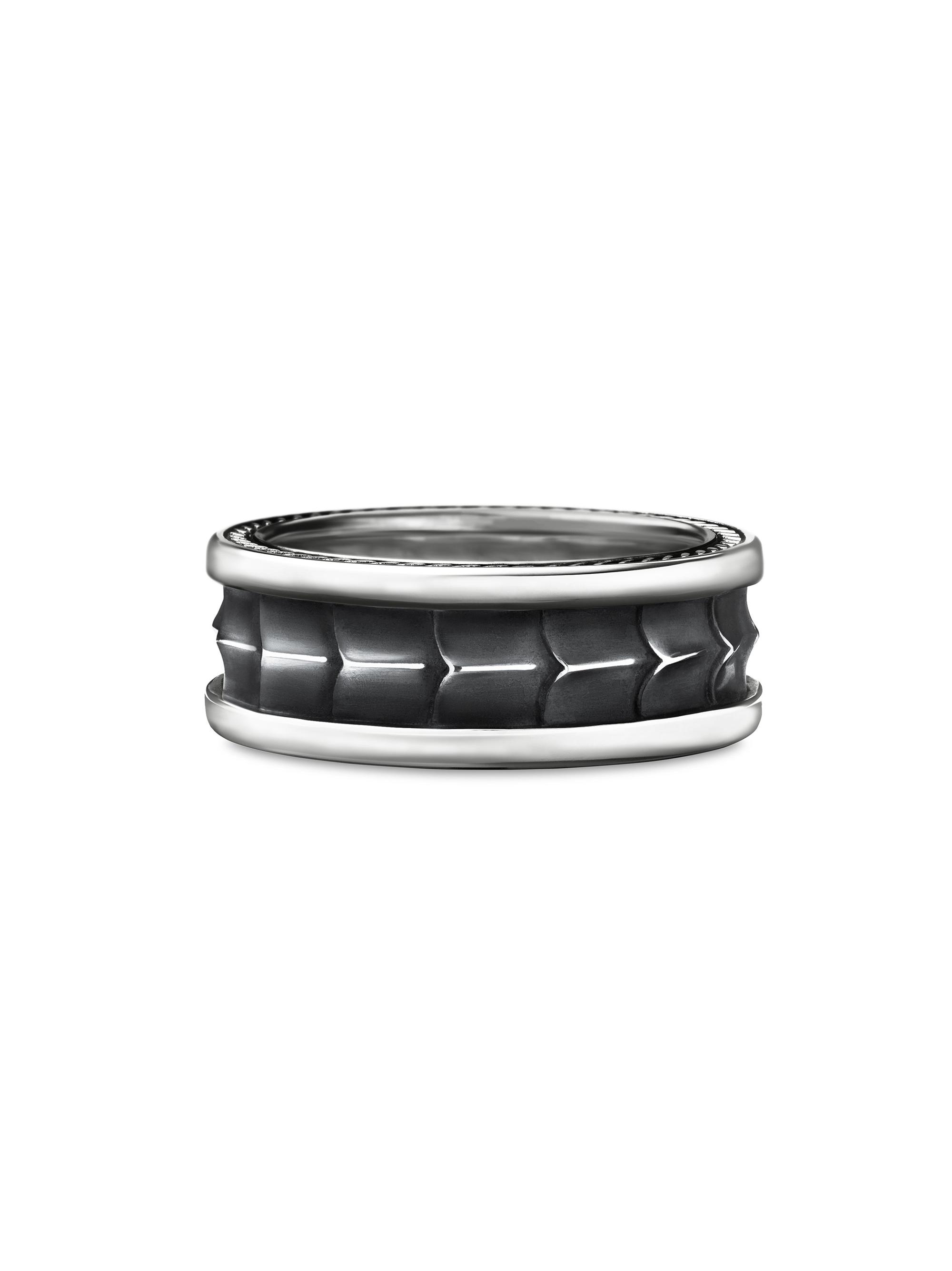 David Yurman Men's Armory Band Ring in Sterling Silver, 9MM - Gunmetal