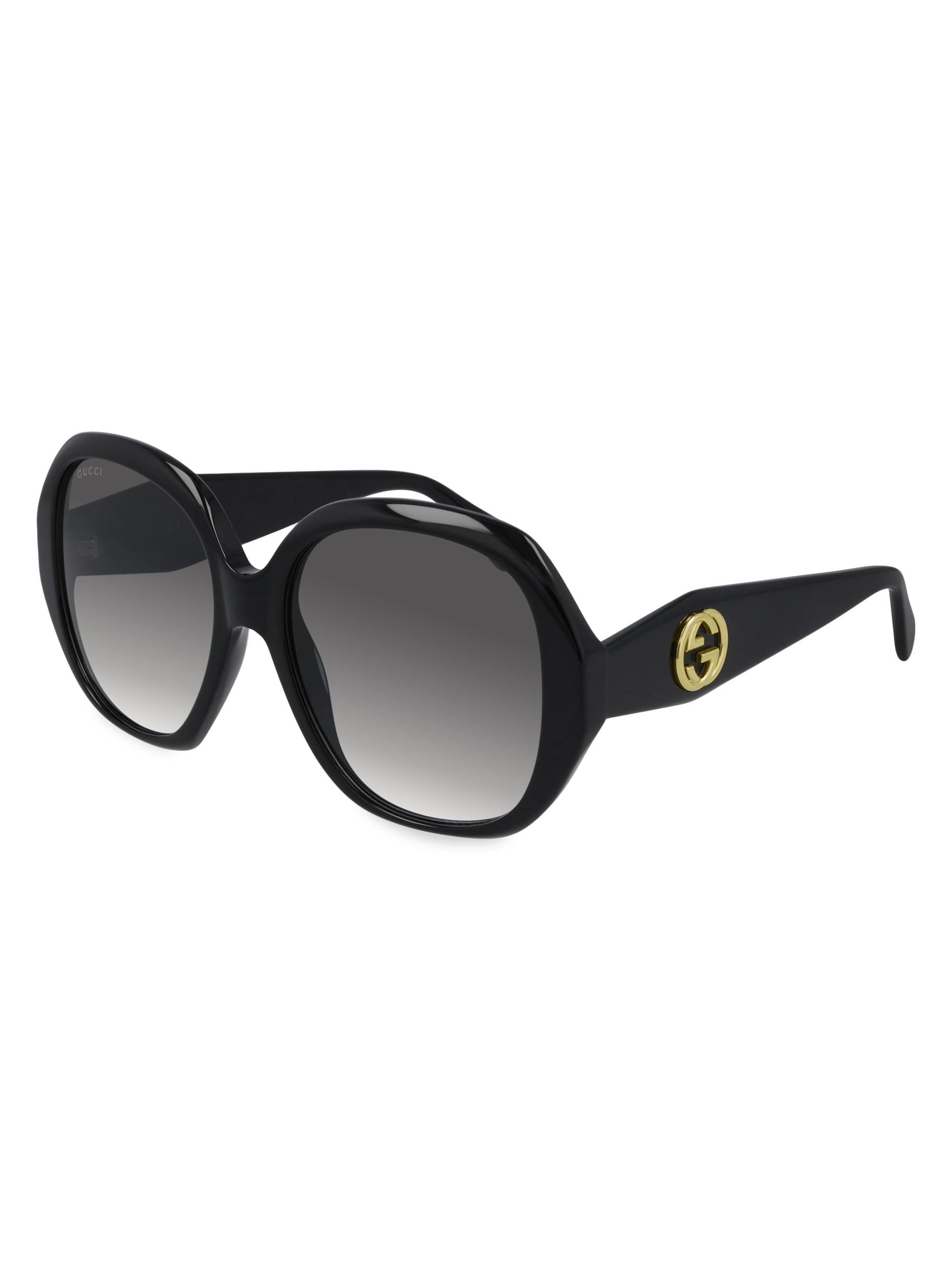 Gucci Women's GG Acetate 56MM Round Sunglasses - Black