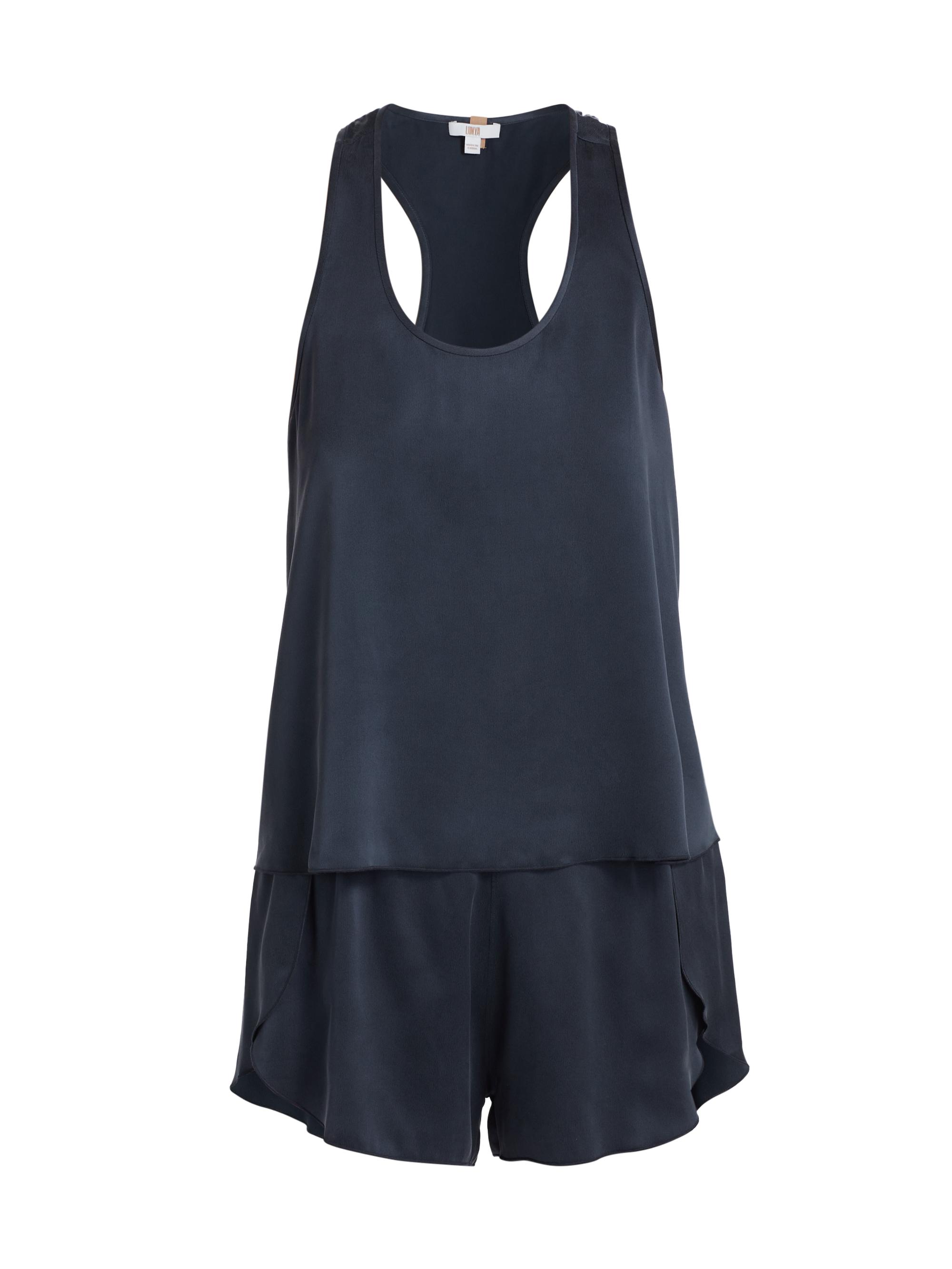 Lunya Women's Washable Silk Tulip-Back Pajama Set - Deep Blue