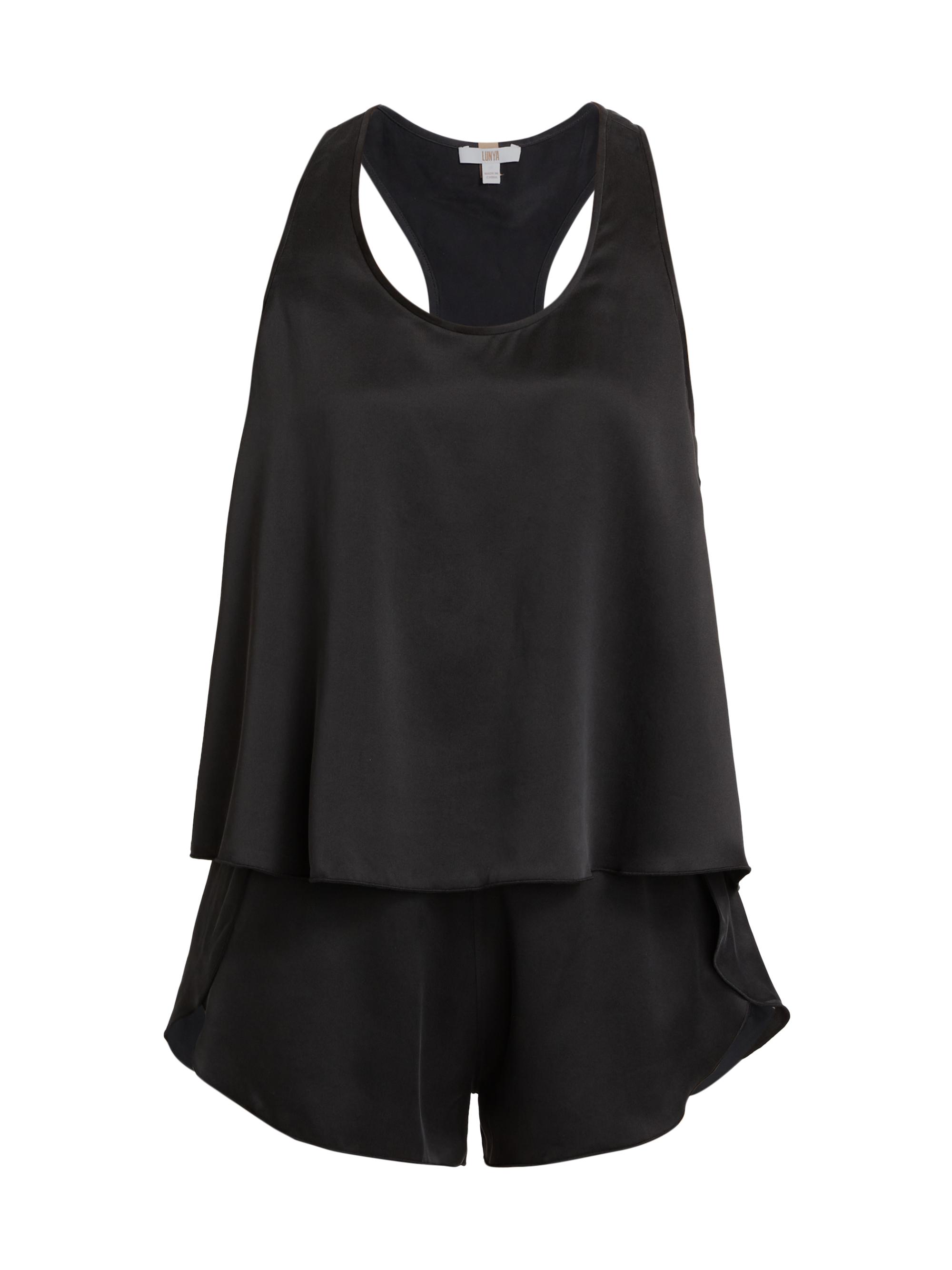 Lunya Women's Washable Silk Tulip-Back Pajama Set - Immersed Black