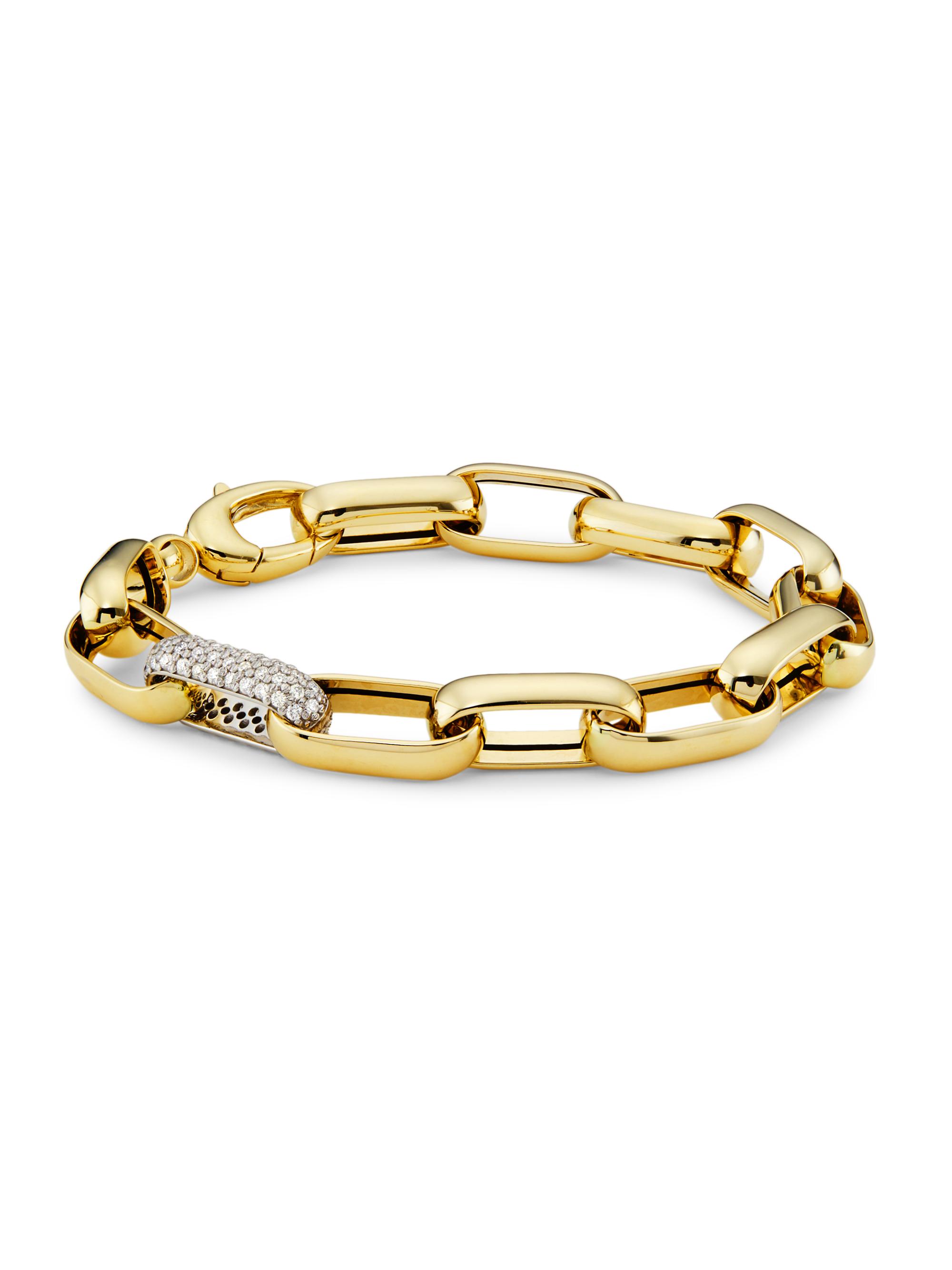 Saks Fifth Avenue Collection Women's 14K Yellow Gold & 1 TCW Diamond Chunky Paper Clip Chain Bracelet - Gold