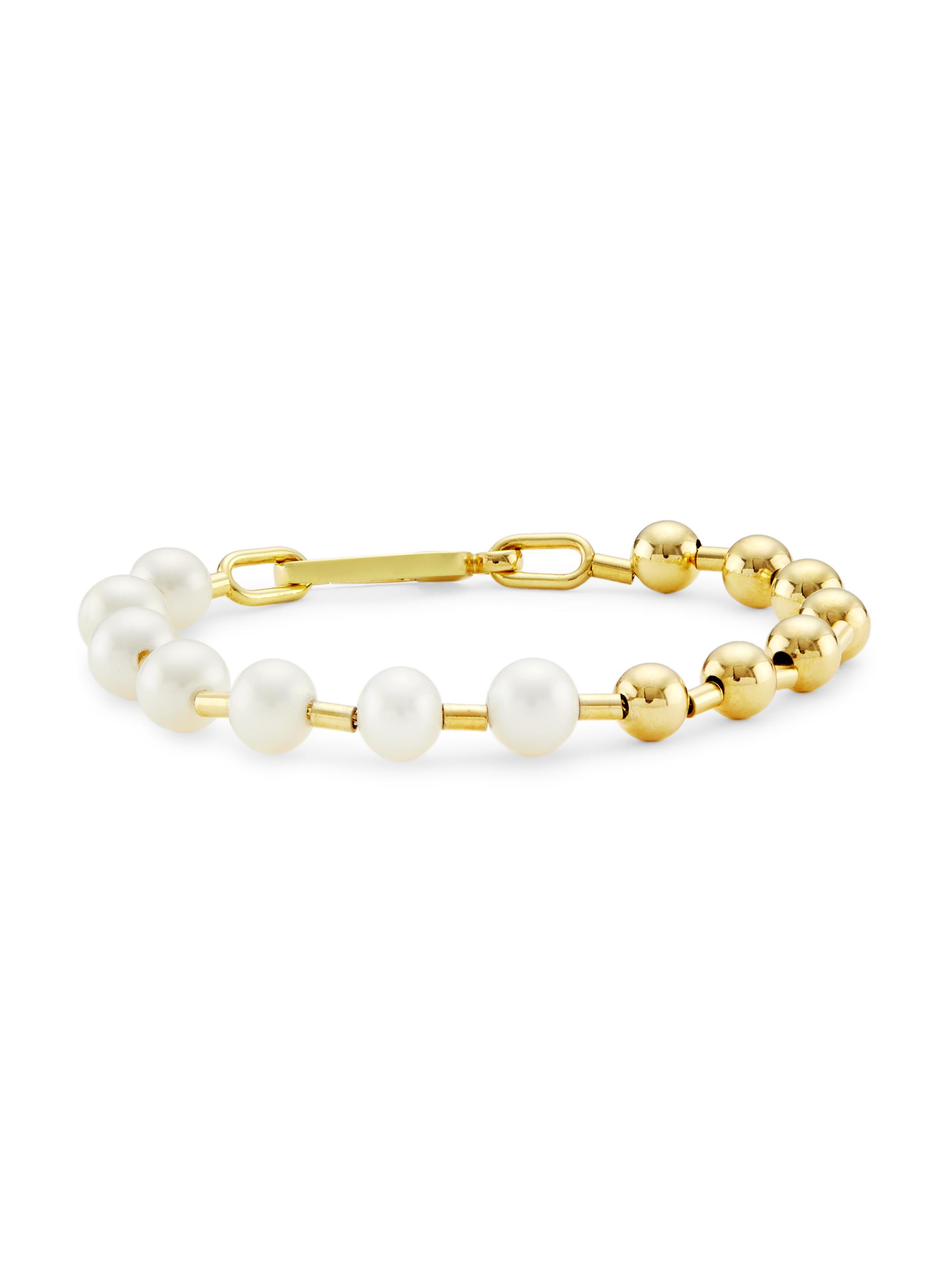 Saks Fifth Avenue Collection Women's 14K Yellow Gold & Freshwater Pearl Beaded Bracelet - Gold