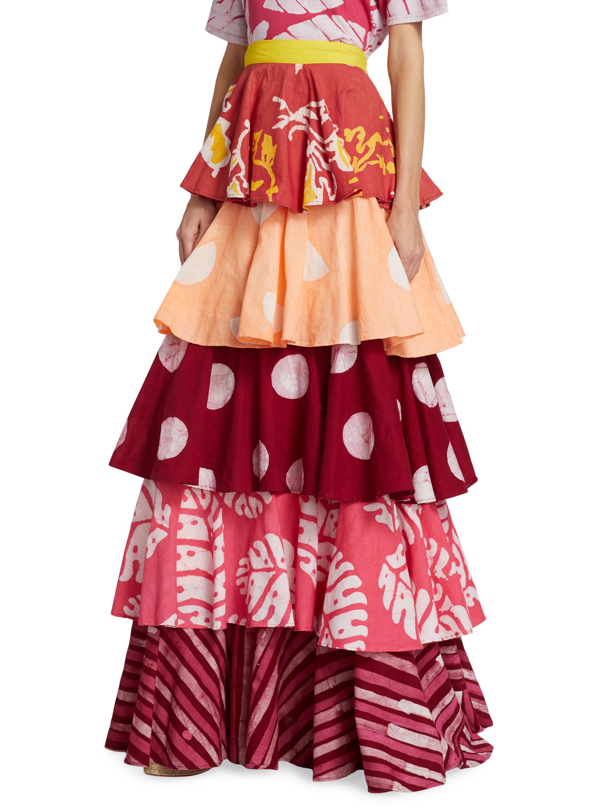 新品♡ bonjour skirt dress ＆scarf 8Y♡ Studio 189 Erica Tiered Ruffle Maxi Skirt | Saks Fifth Avenue